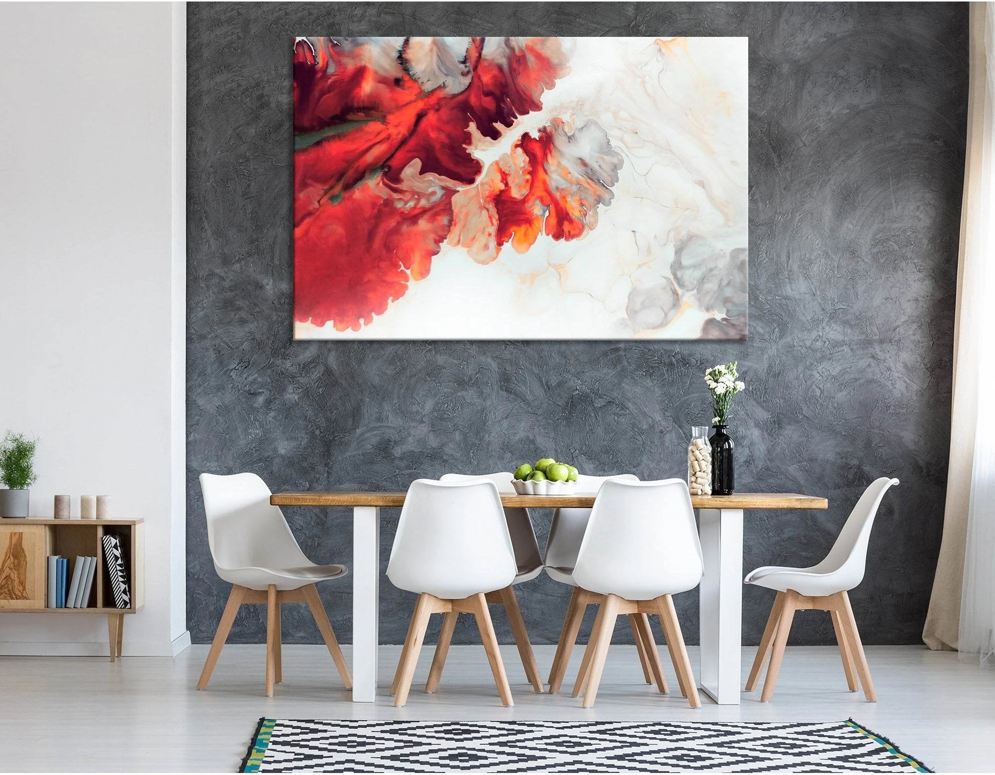 Red And White Abstract №04386 Ready to Hang Canvas Print - Zellart Canvas Prints ALL_Products