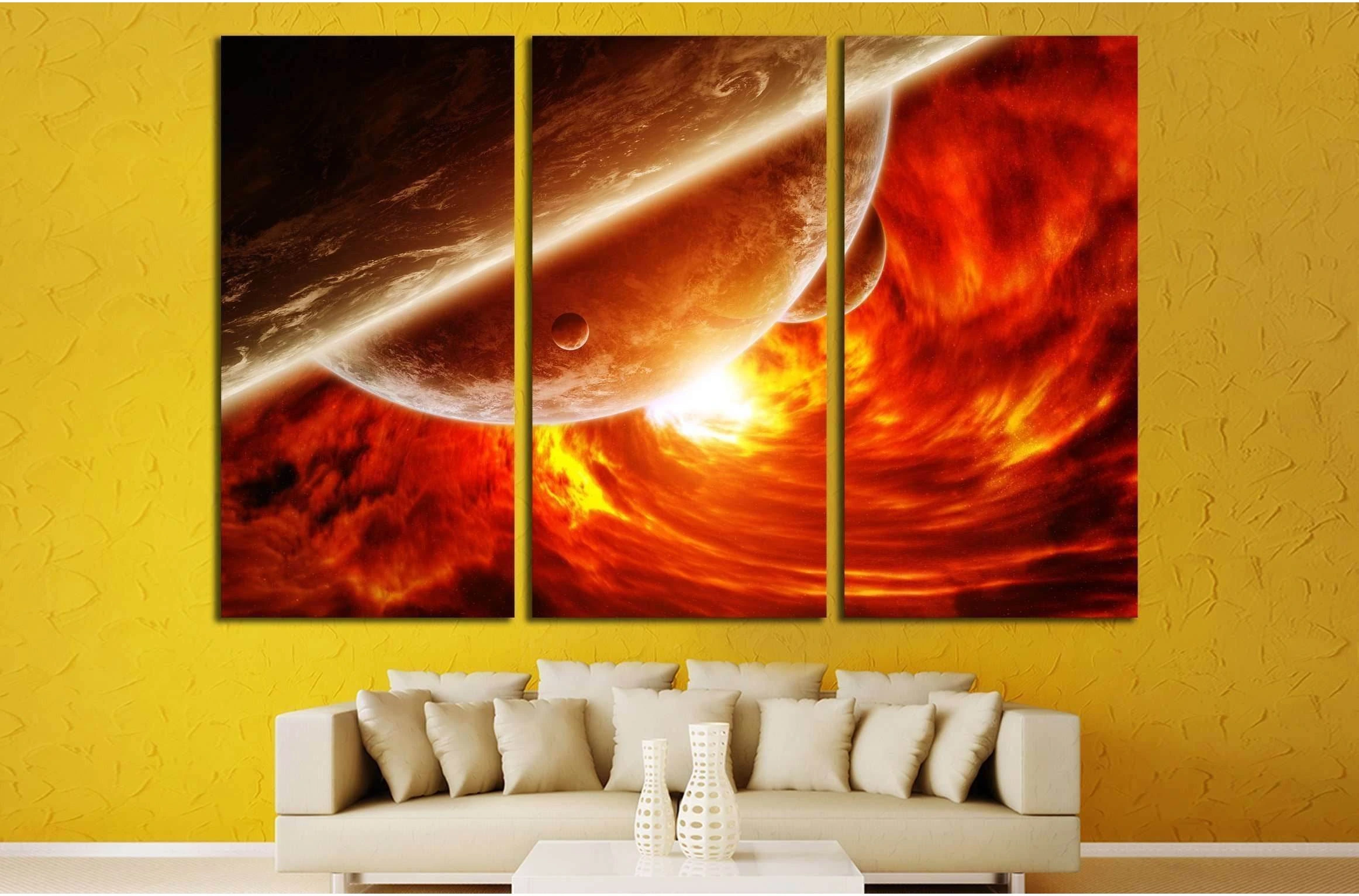 Red black hole sucking up the planet Earth 'elements of this image furnished by NASA №2453 Ready to Hang Canvas Print - Zellart Canvas Prints ALL_Products, s-2453
