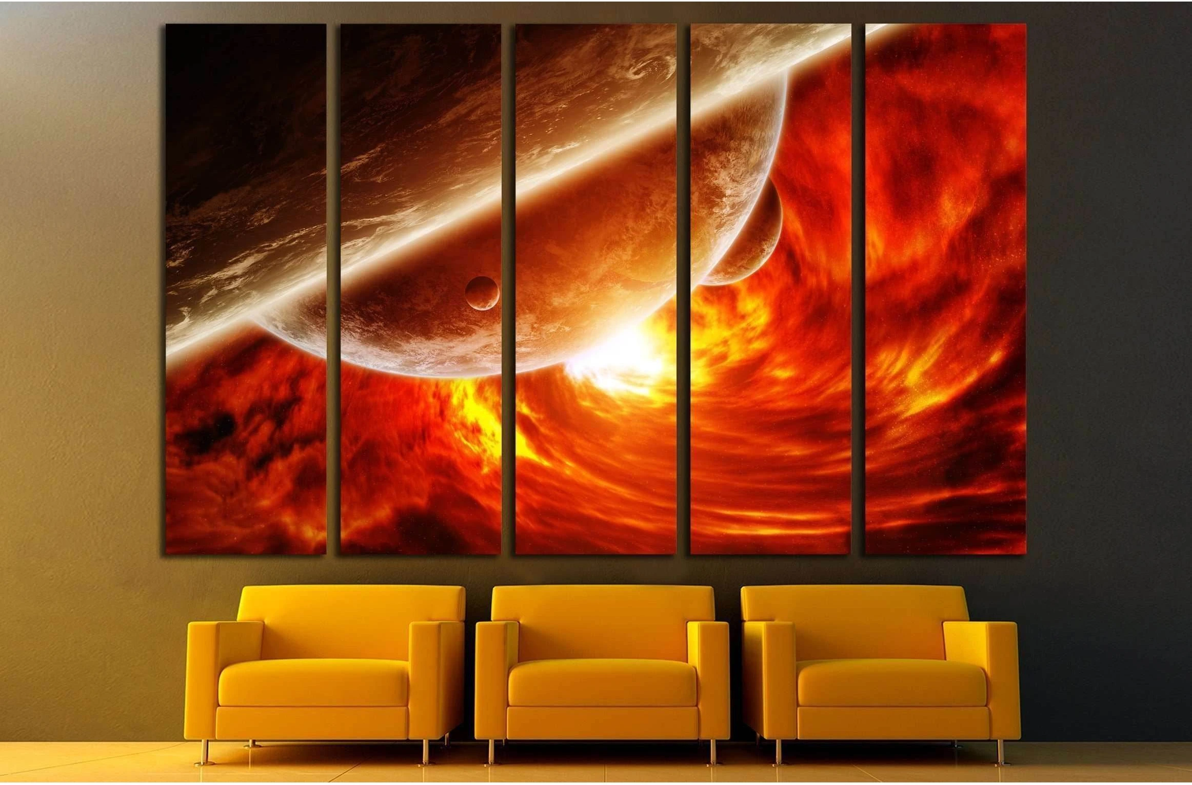 Red black hole sucking up the planet Earth 'elements of this image furnished by NASA №2453 Ready to Hang Canvas Print - Zellart Canvas Prints ALL_Products, s-2453