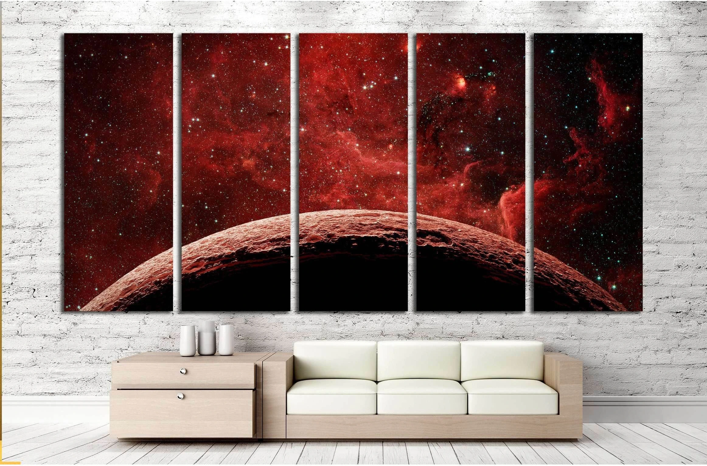 Red planet and galaxy. Elements of this image furnished by NASA №2428 Ready to Hang Canvas Print - Zellart Canvas Prints ALL_Products, s-2428