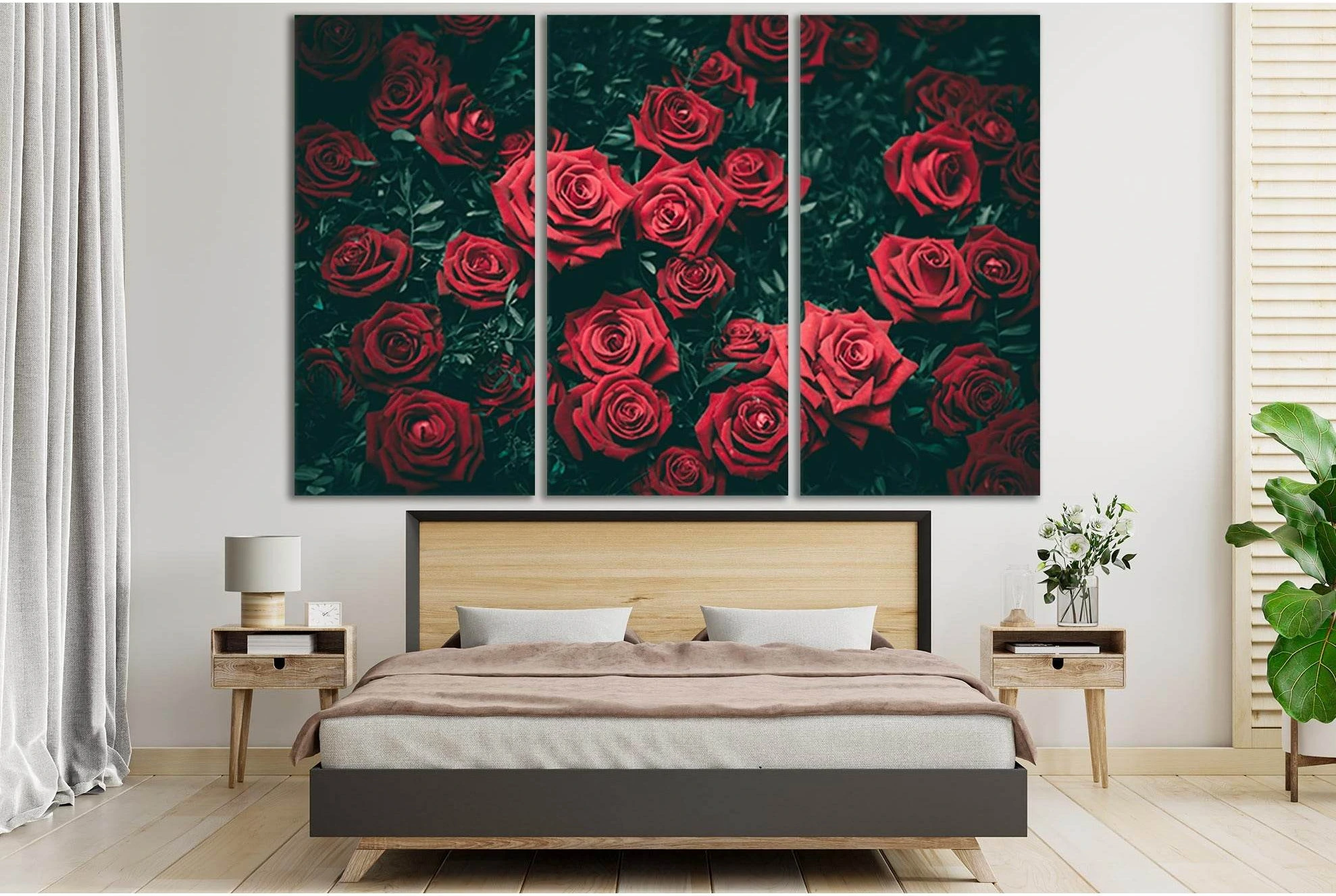 Red Rose Buds №SL722 Ready to Hang Canvas Print - Zellart Canvas Prints 0new, ALL_Products, Floral & Botanical Wall Art