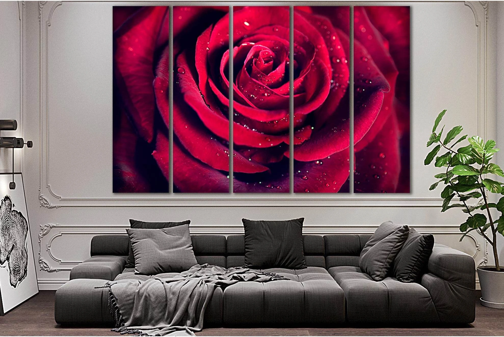 Red Rose Flower №SL705 Ready to Hang Canvas Print - Zellart Canvas Prints 0new, ALL_Products, Floral & Botanical Wall Art