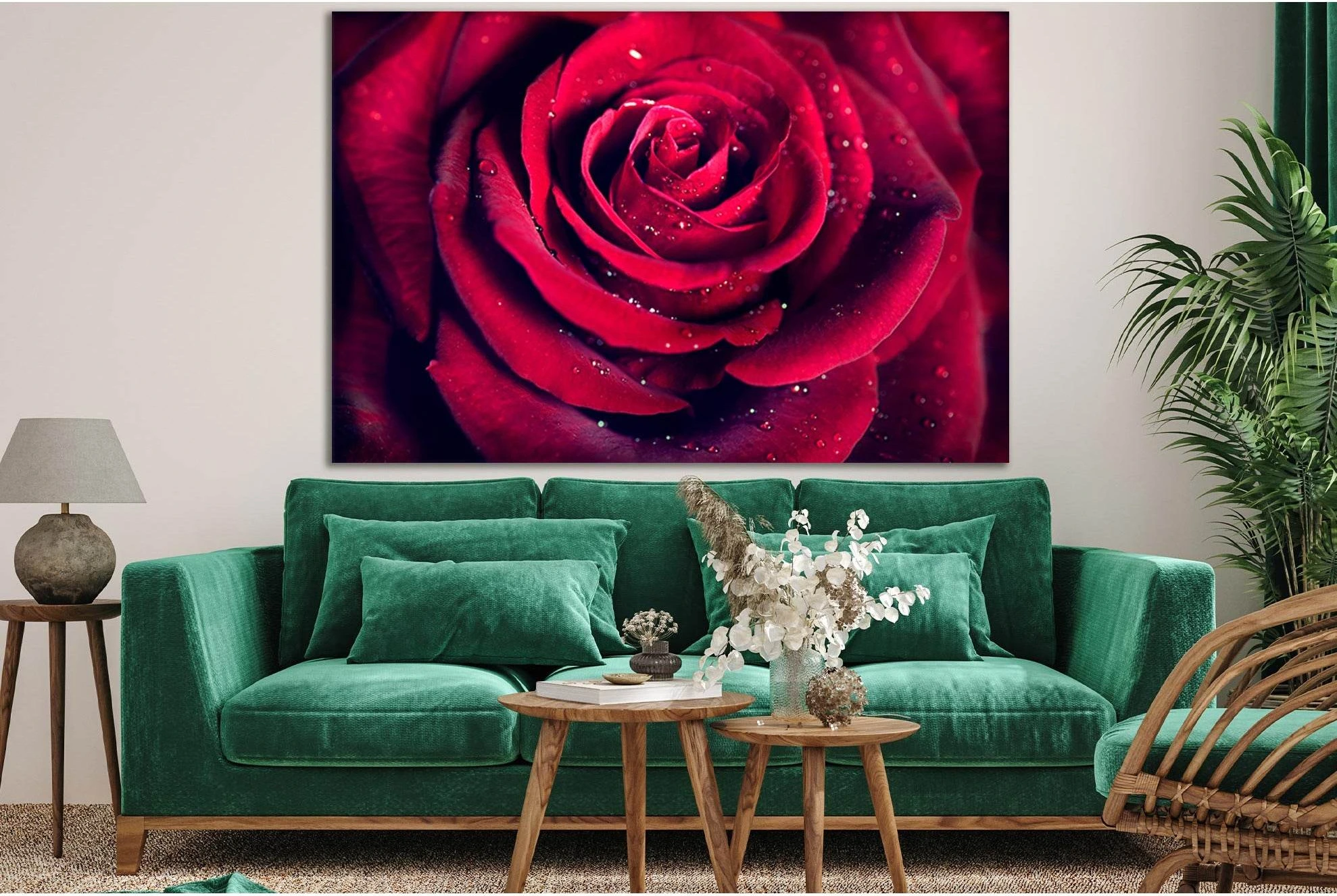 Red Rose Flower №SL705 Ready to Hang Canvas Print - Zellart Canvas Prints 0new, ALL_Products, Floral & Botanical Wall Art