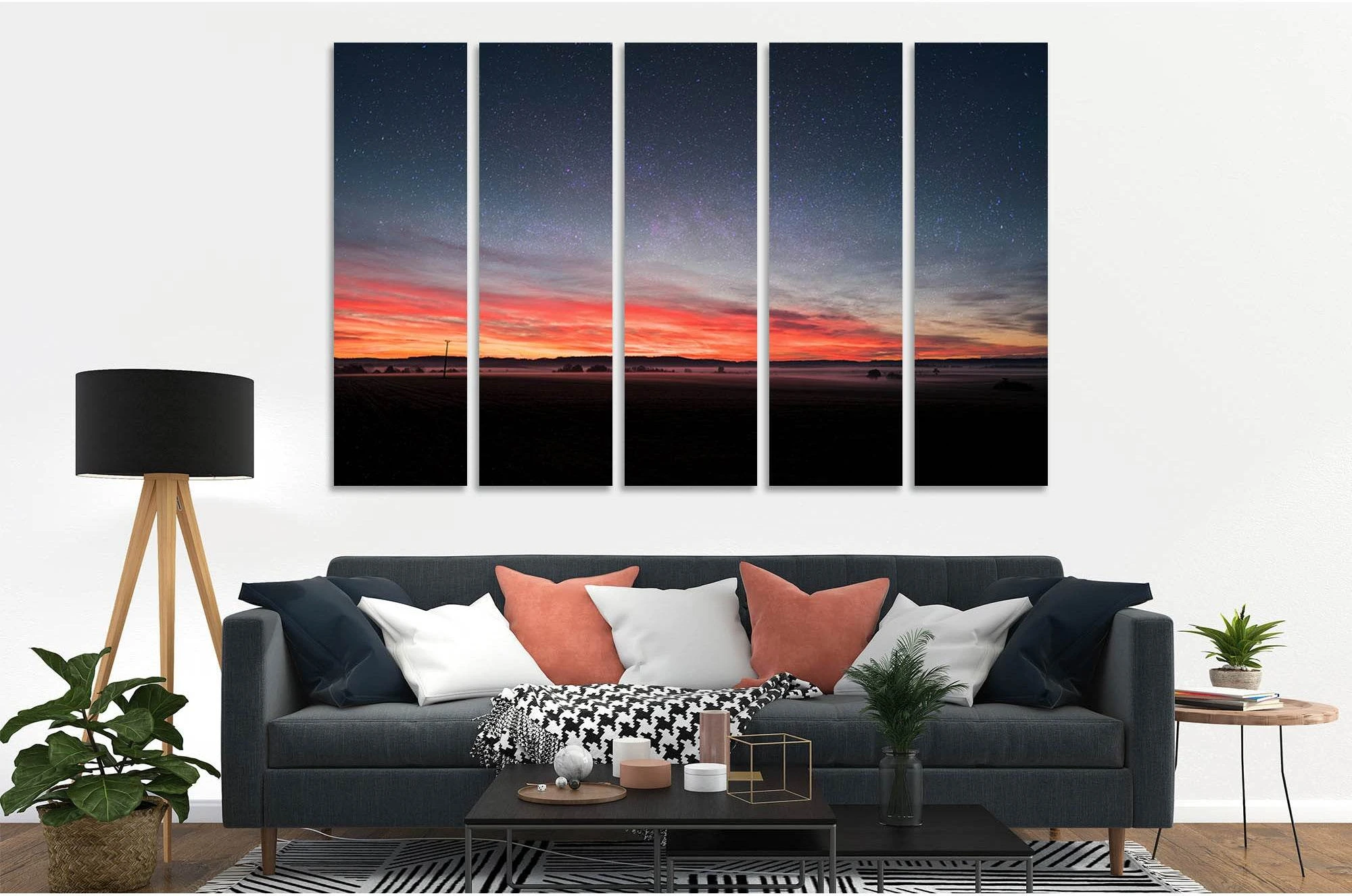 Red sky at dawn №D1815 Ready to Hang Canvas Print - Zellart Canvas Prints 0new, ALL_Products, Sunrise & sunset wall art