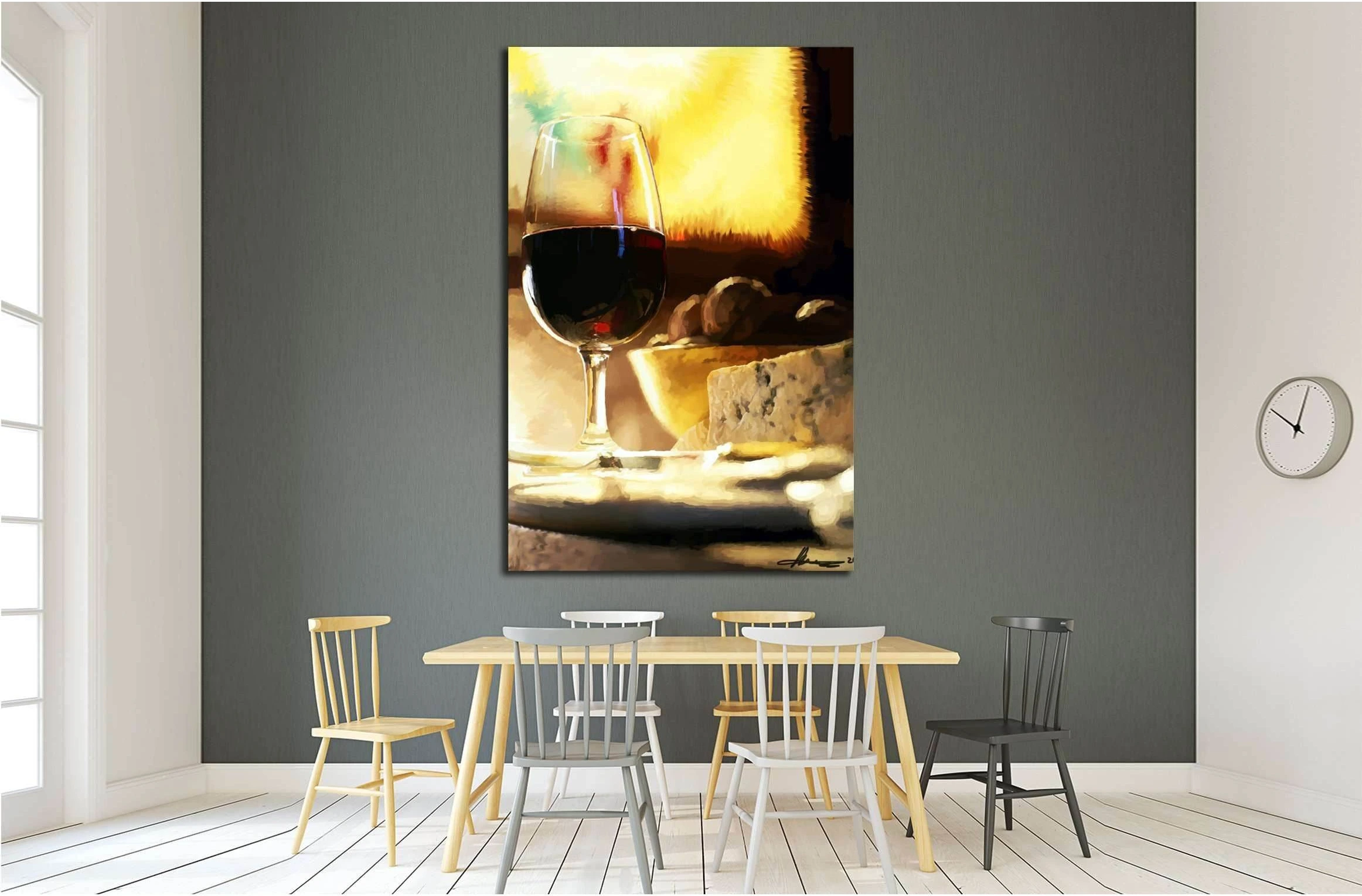 Red Wine Oil Painting №3476 Ready to Hang Canvas Print - Zellart Canvas Prints ALL_Products, s-3476
