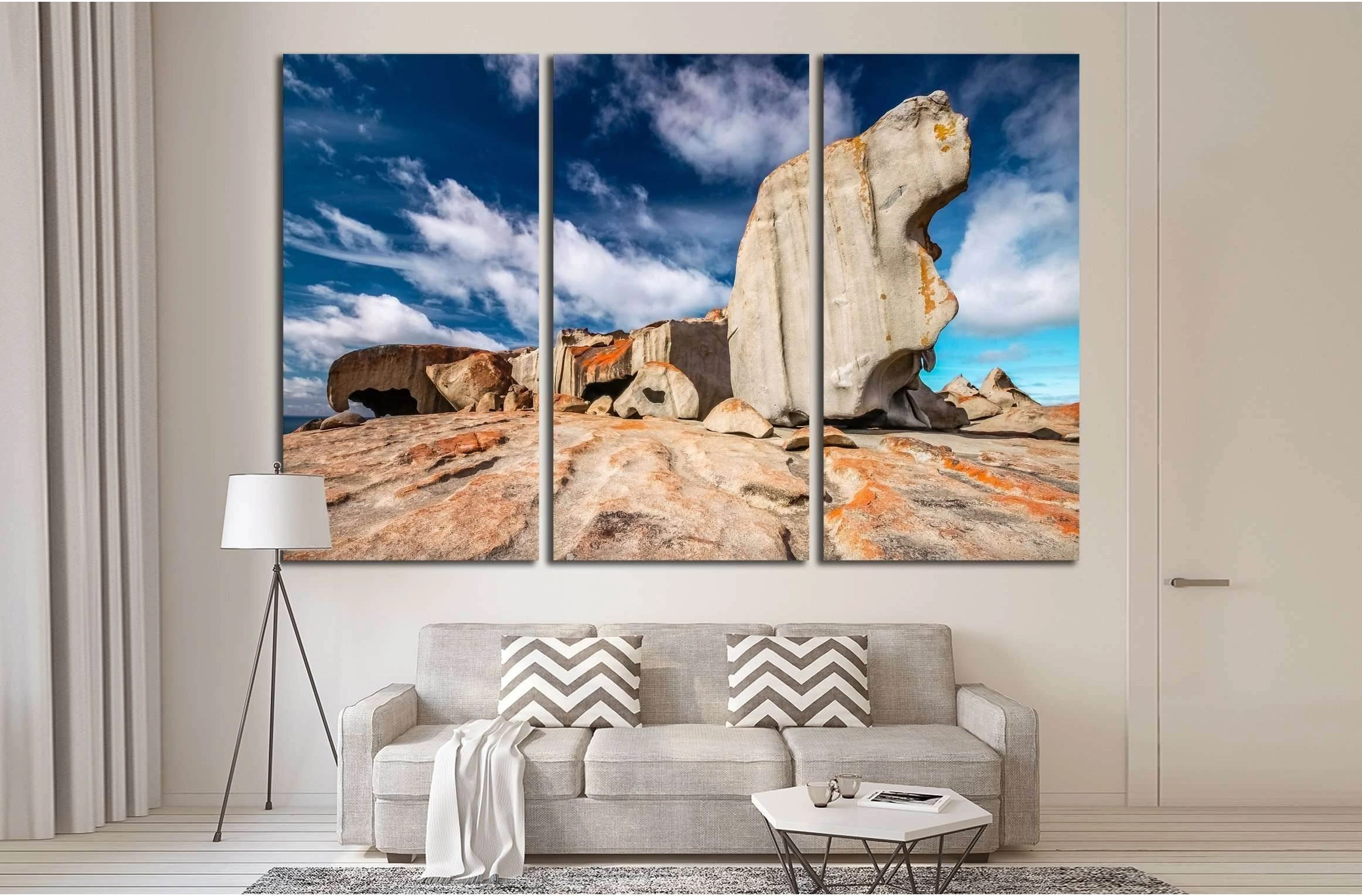 Remarkable rocks with blue and white sky,South Australia №2524 Ready to Hang Canvas Print - Zellart Canvas Prints ALL_Products, s-2524
