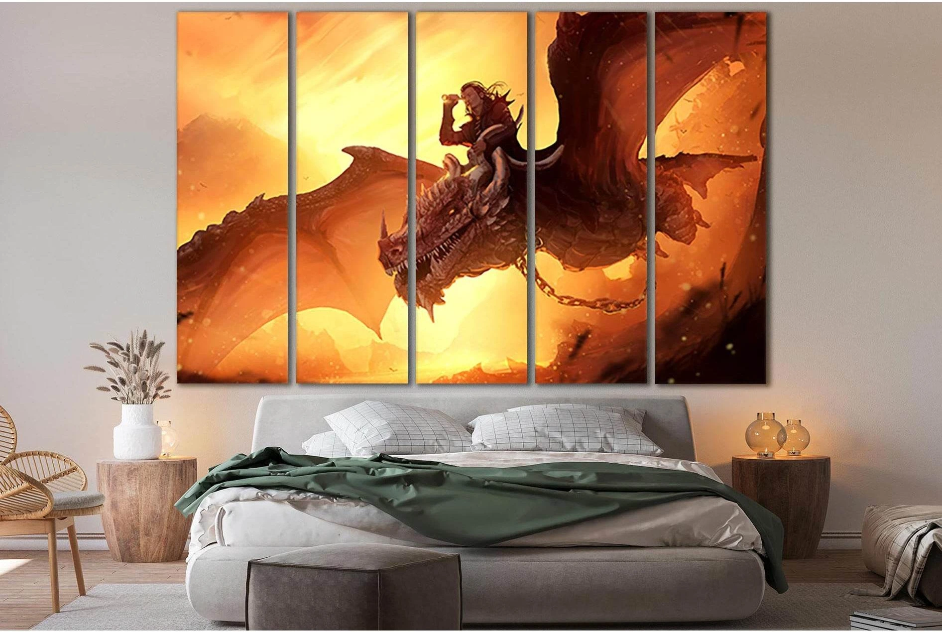 Researcher Flies On The Dragon №SL1240 Ready to Hang Canvas Print - Zellart Canvas Prints 0new, ALL_Products, Fantasy And Sci Fi Wall Art