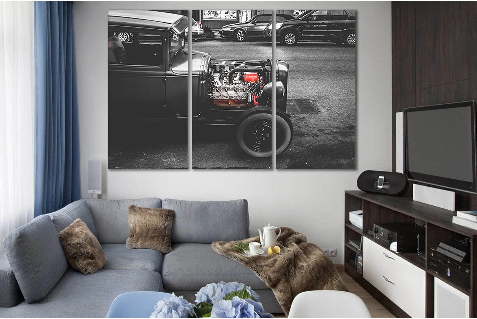 Retro Car Black End White №SL864 Ready to Hang Canvas Print - Zellart Canvas Prints 0new, ALL_Products, Black & White Wall Art