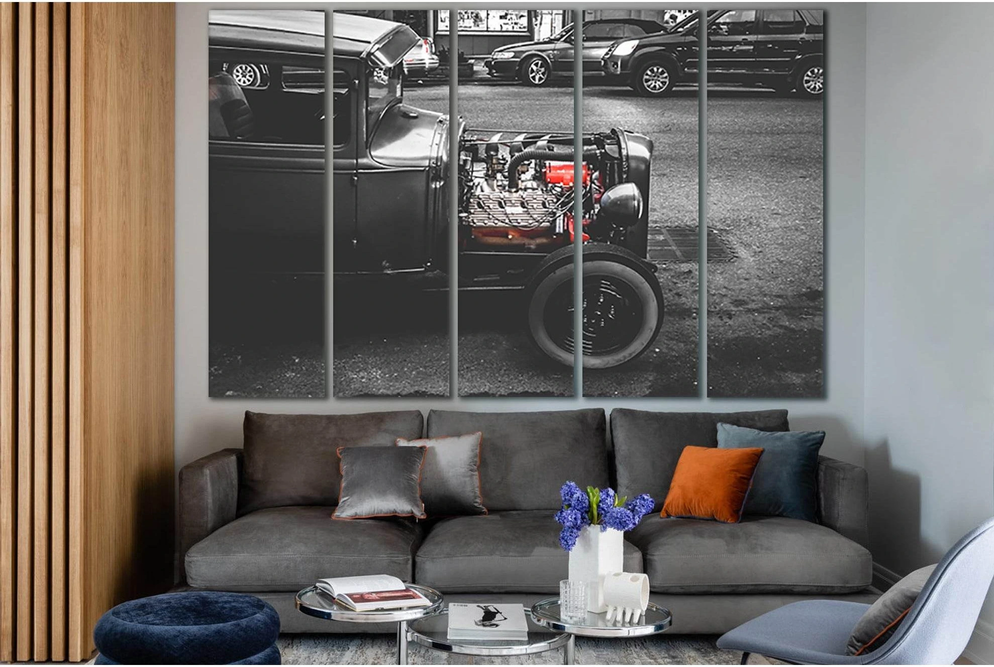 Retro Car Black End White №SL864 Ready to Hang Canvas Print - Zellart Canvas Prints 0new, ALL_Products, Black & White Wall Art