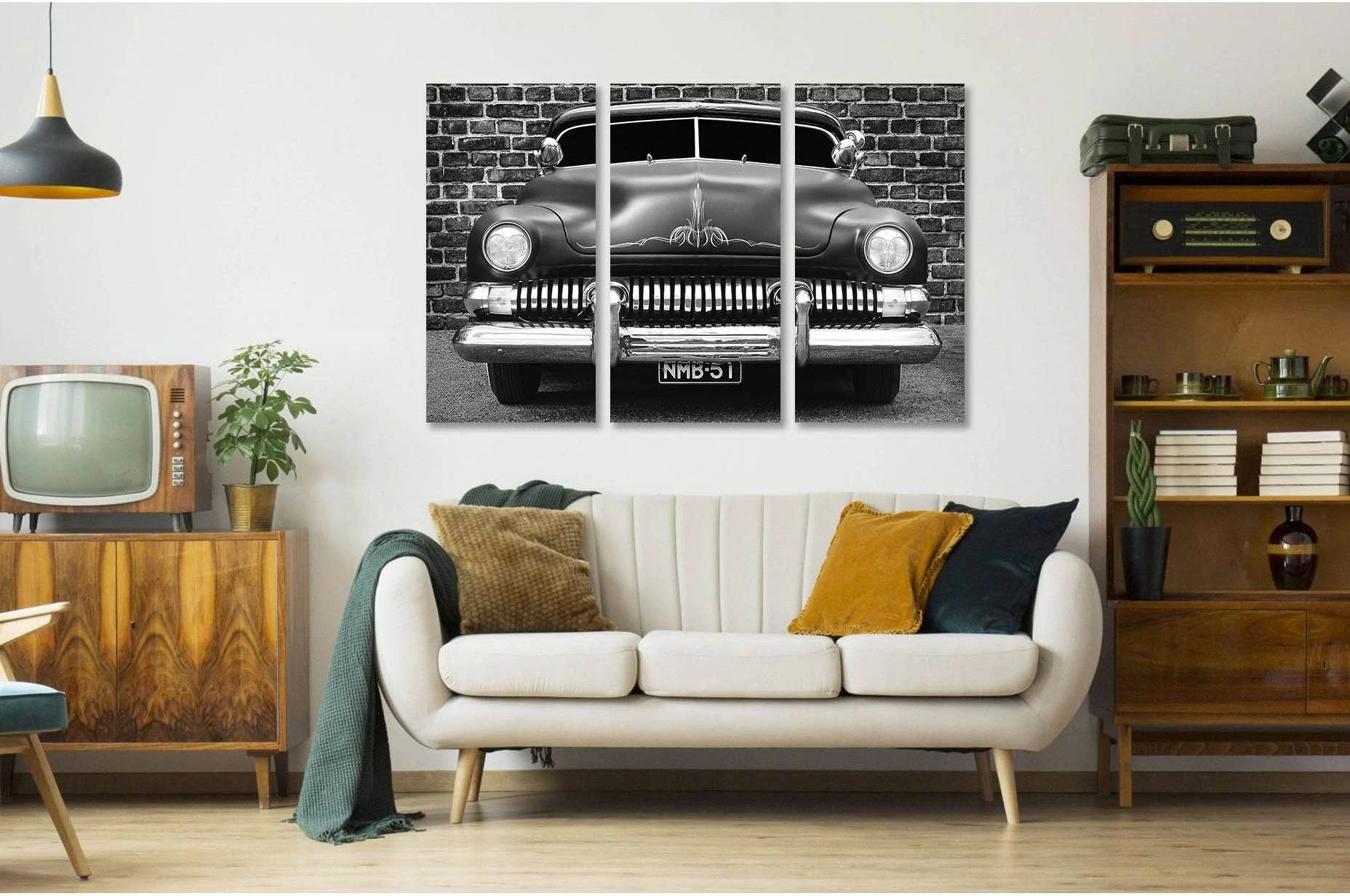 Retro car №D2822 Ready to Hang Canvas Print - Zellart Canvas Prints 0new, ALL_Products, Black & White Wall Art
