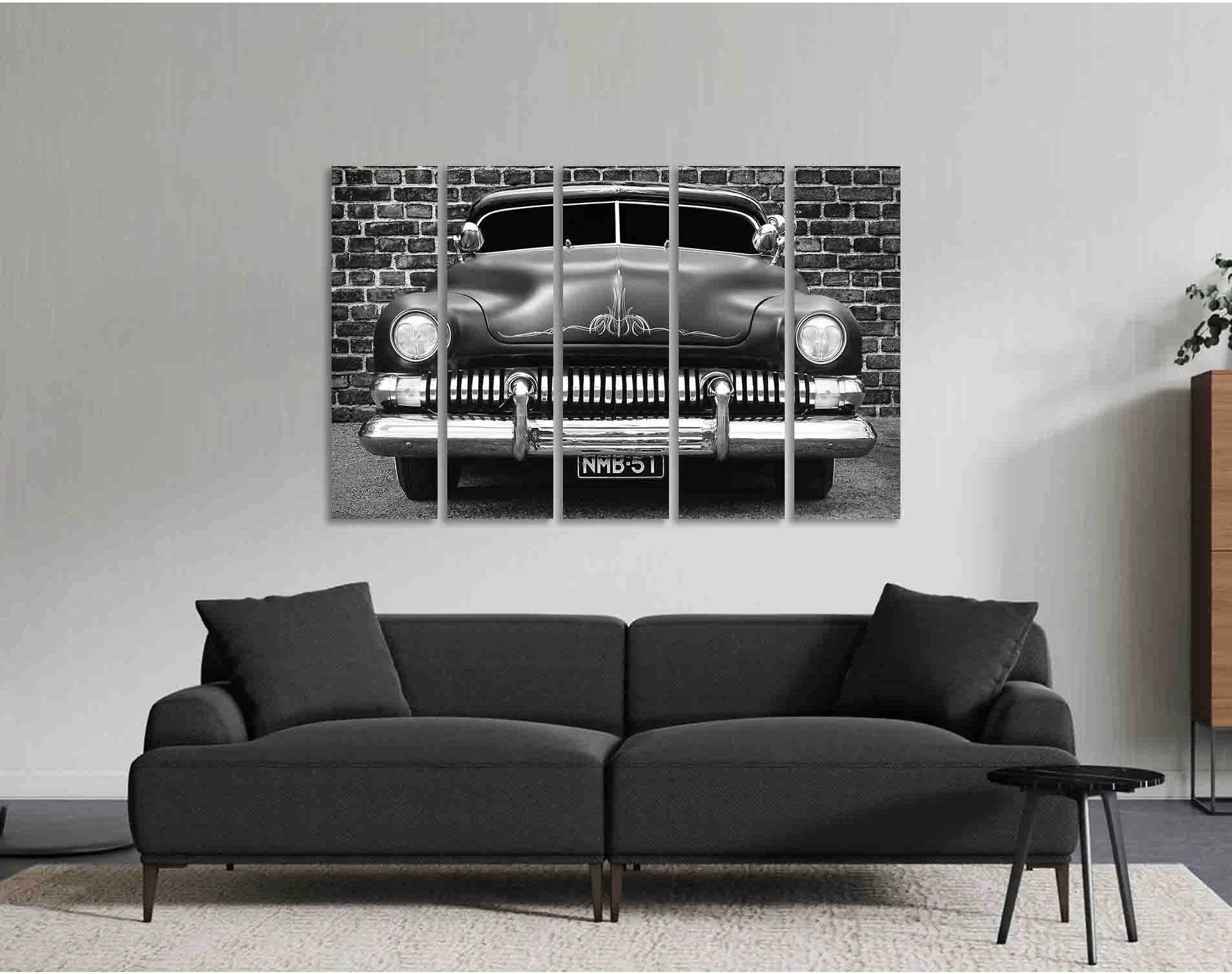 Retro car №D2822 Ready to Hang Canvas Print - Zellart Canvas Prints 0new, ALL_Products, Black & White Wall Art
