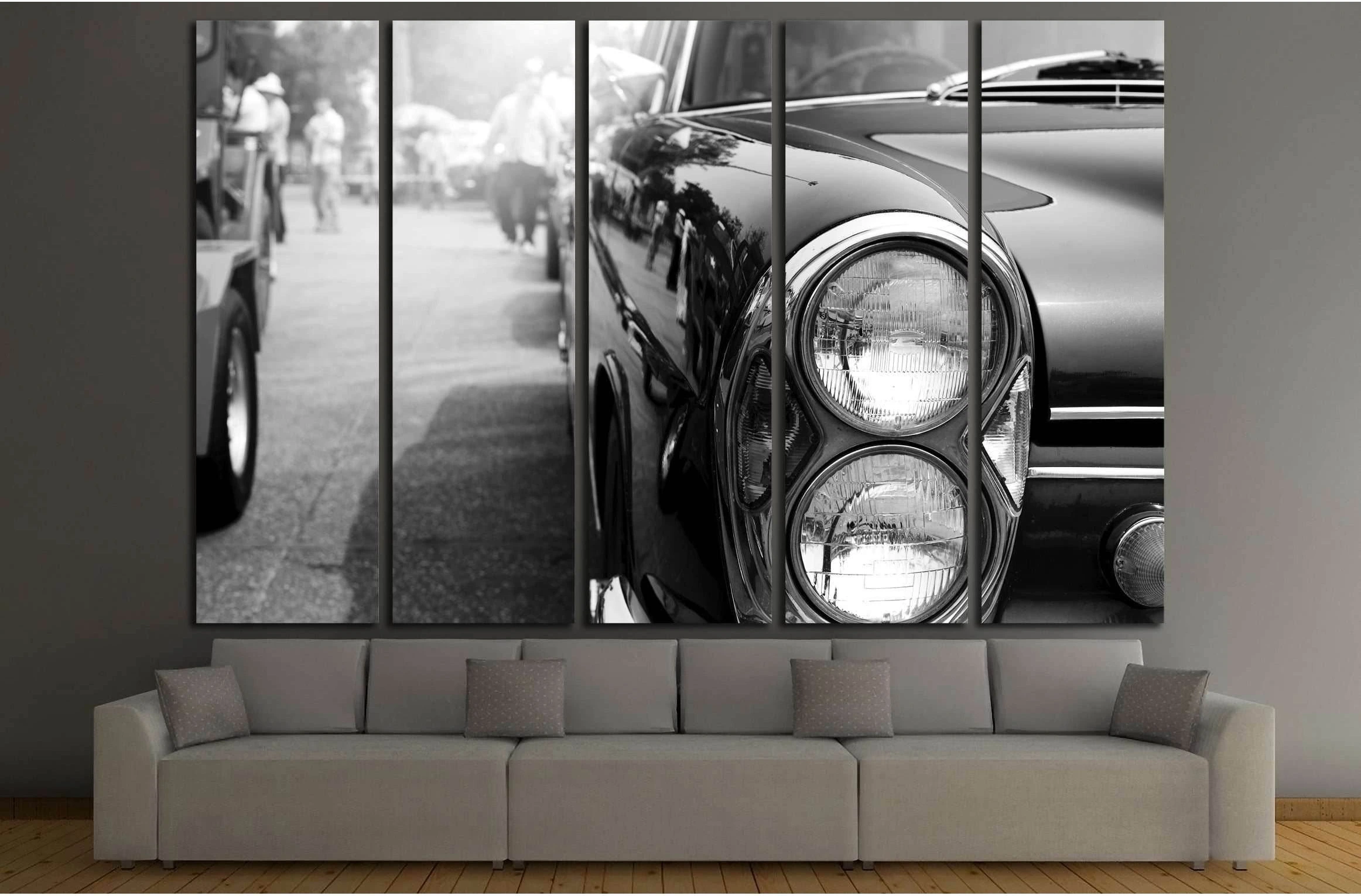 Retro of classic car ,vintage black and white style №3281 Ready to Hang Canvas Print - Zellart Canvas Prints ALL_Products, s-3281