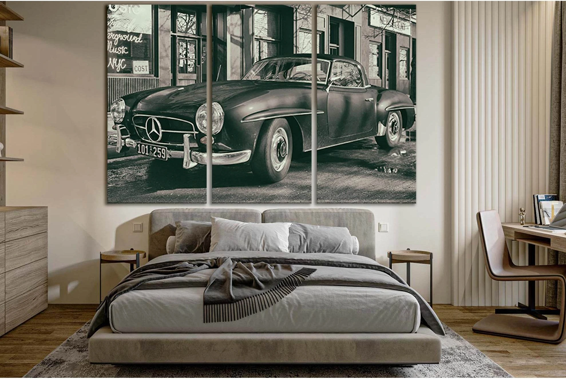 Retro Sports Car Photo №SL1422 Ready to Hang Canvas Print - Zellart Canvas Prints 0new, ALL_Products, Engine
