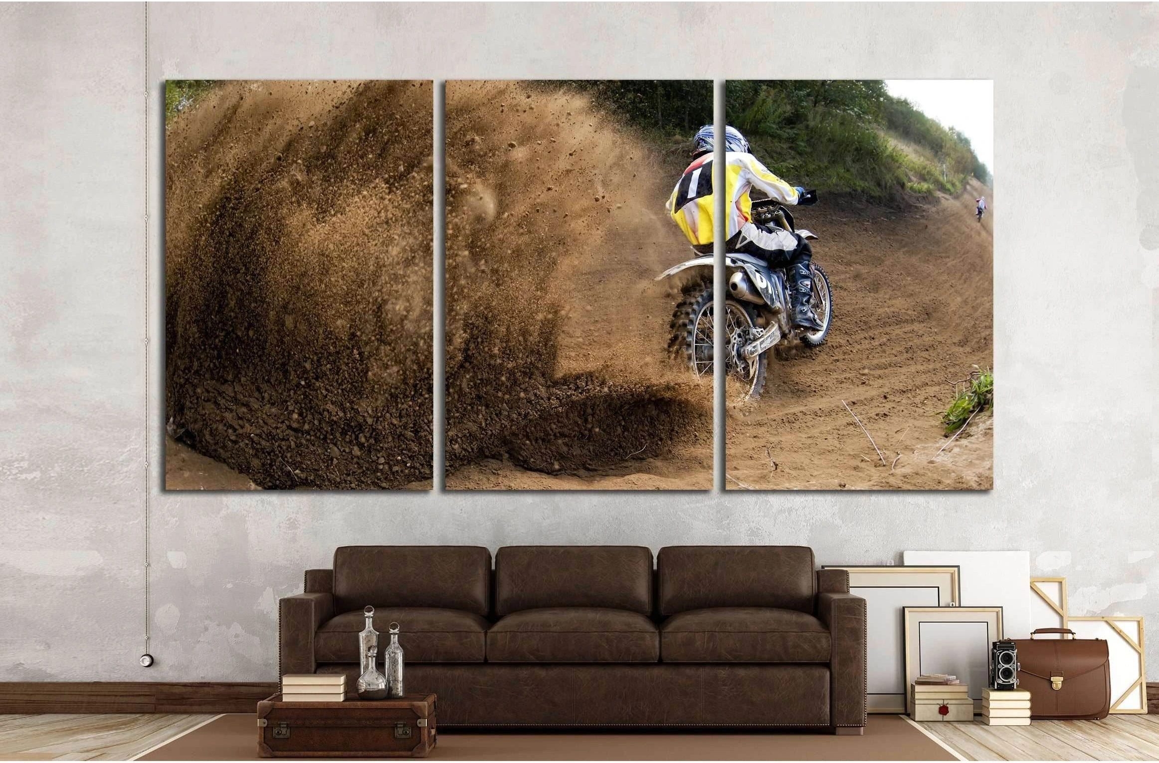 Rider driving in the motocross race №2482 Ready to Hang Canvas Print - Zellart Canvas Prints ALL_Products, s-2482