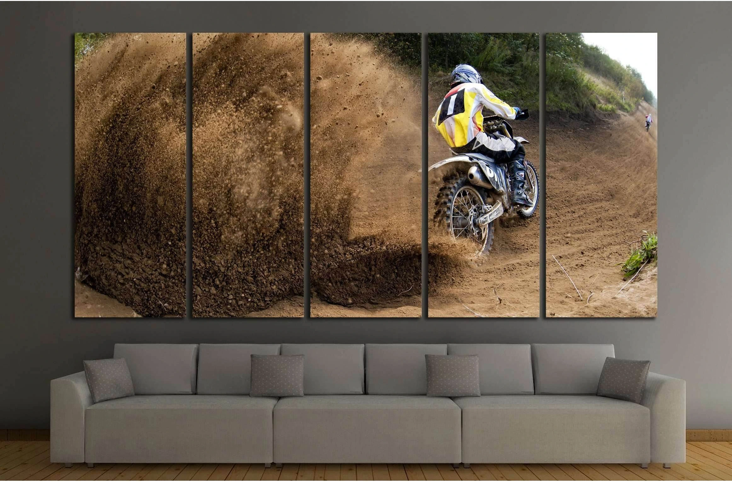 Rider driving in the motocross race №2482 Ready to Hang Canvas Print - Zellart Canvas Prints ALL_Products, s-2482