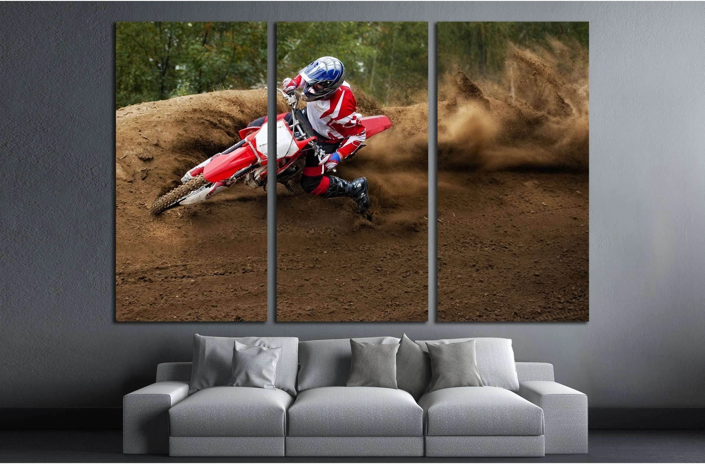 Rider driving in the motocross race №2483 Ready to Hang Canvas Print - Zellart Canvas Prints ALL_Products, s-2483