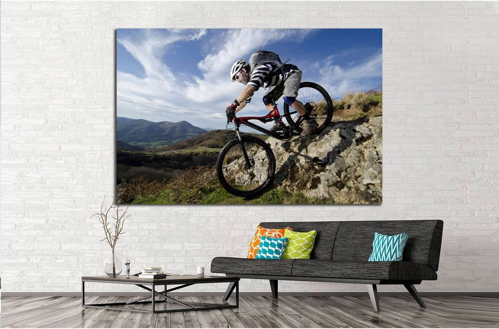 Rider in action at Freestyle Mountain Bike №1374 Ready to Hang Canvas Print - Zellart Canvas Prints ALL_Products, s-1374
