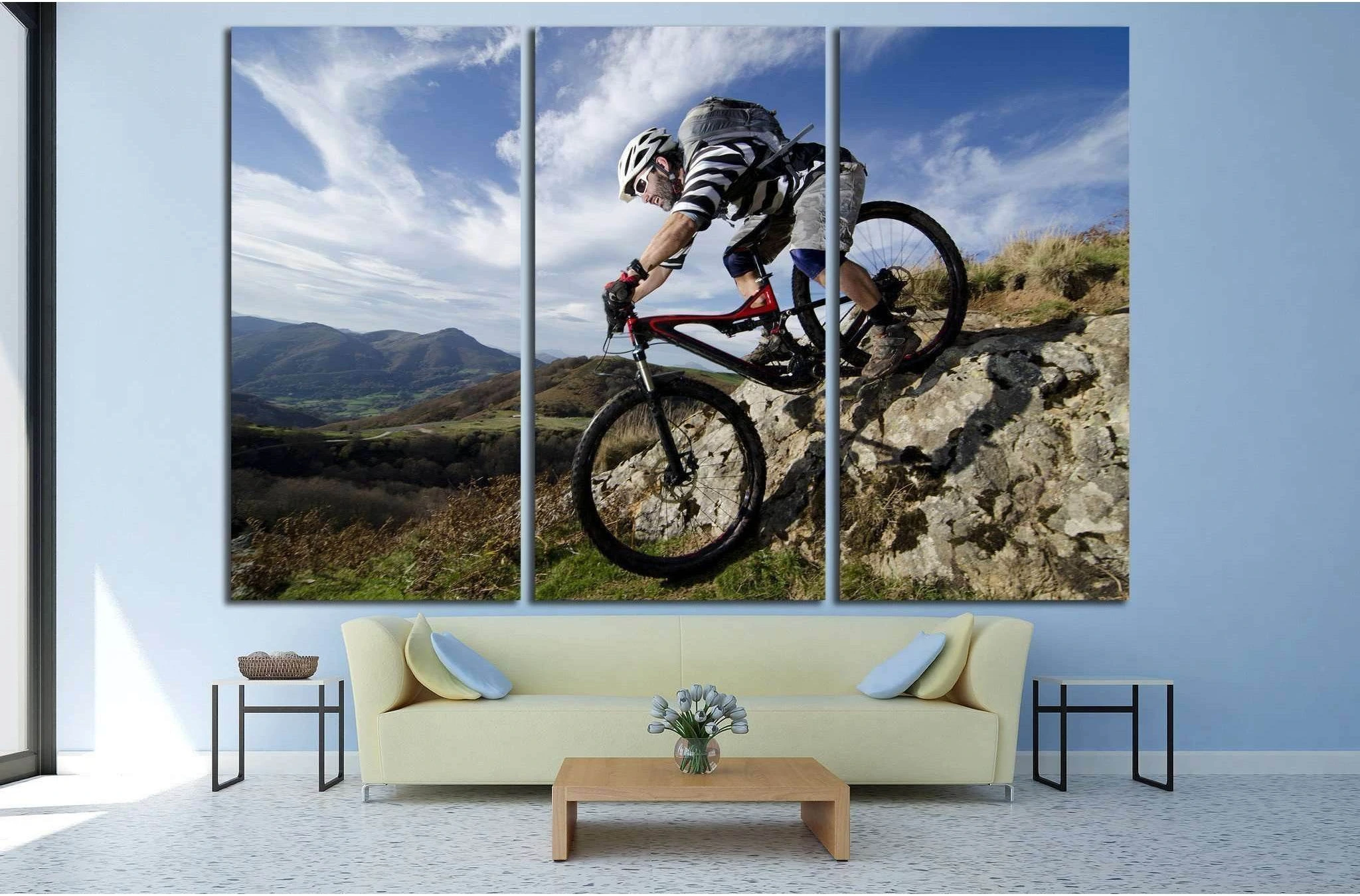 Rider in action at Freestyle Mountain Bike №1374 Ready to Hang Canvas Print - Zellart Canvas Prints ALL_Products, s-1374