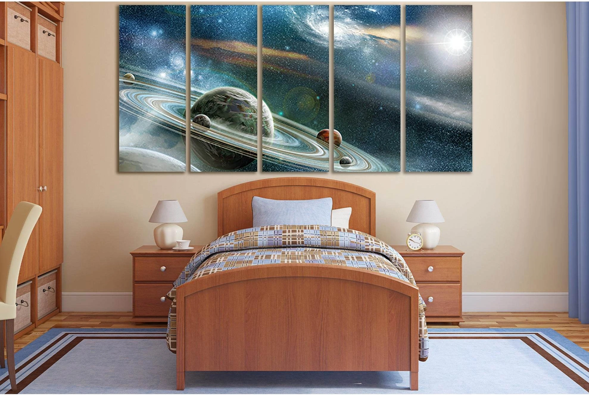 Rings Of Planets Fantasy Space №SL971 Ready to Hang Canvas Print - Zellart Canvas Prints 0new, ALL_Products, Astronomy & Space Canvas Wall Art