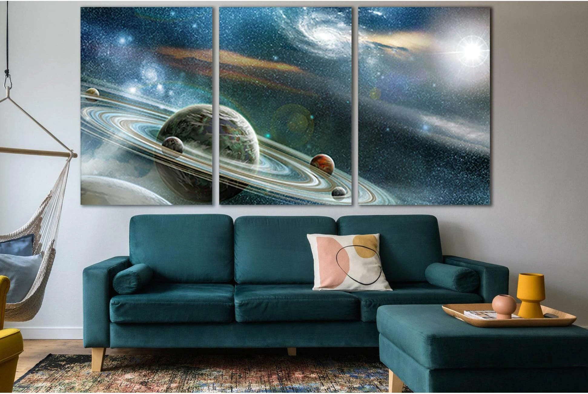 Rings Of Planets Fantasy Space №SL971 Ready to Hang Canvas Print - Zellart Canvas Prints 0new, ALL_Products, Astronomy & Space Canvas Wall Art