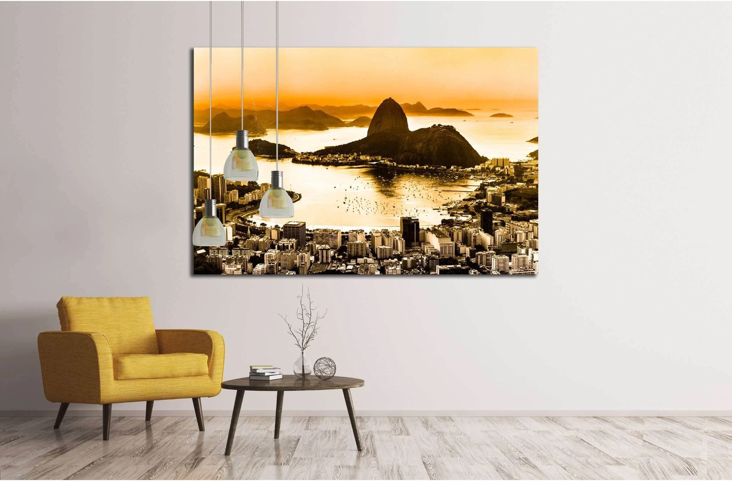 Rio de Janeiro, Brazil. Suggar Loaf and Botafogo beach viewed from Corcovado at sunset. №2615 Ready to Hang Canvas Print - Zellart Canvas Prints ALL_Products, s-2615