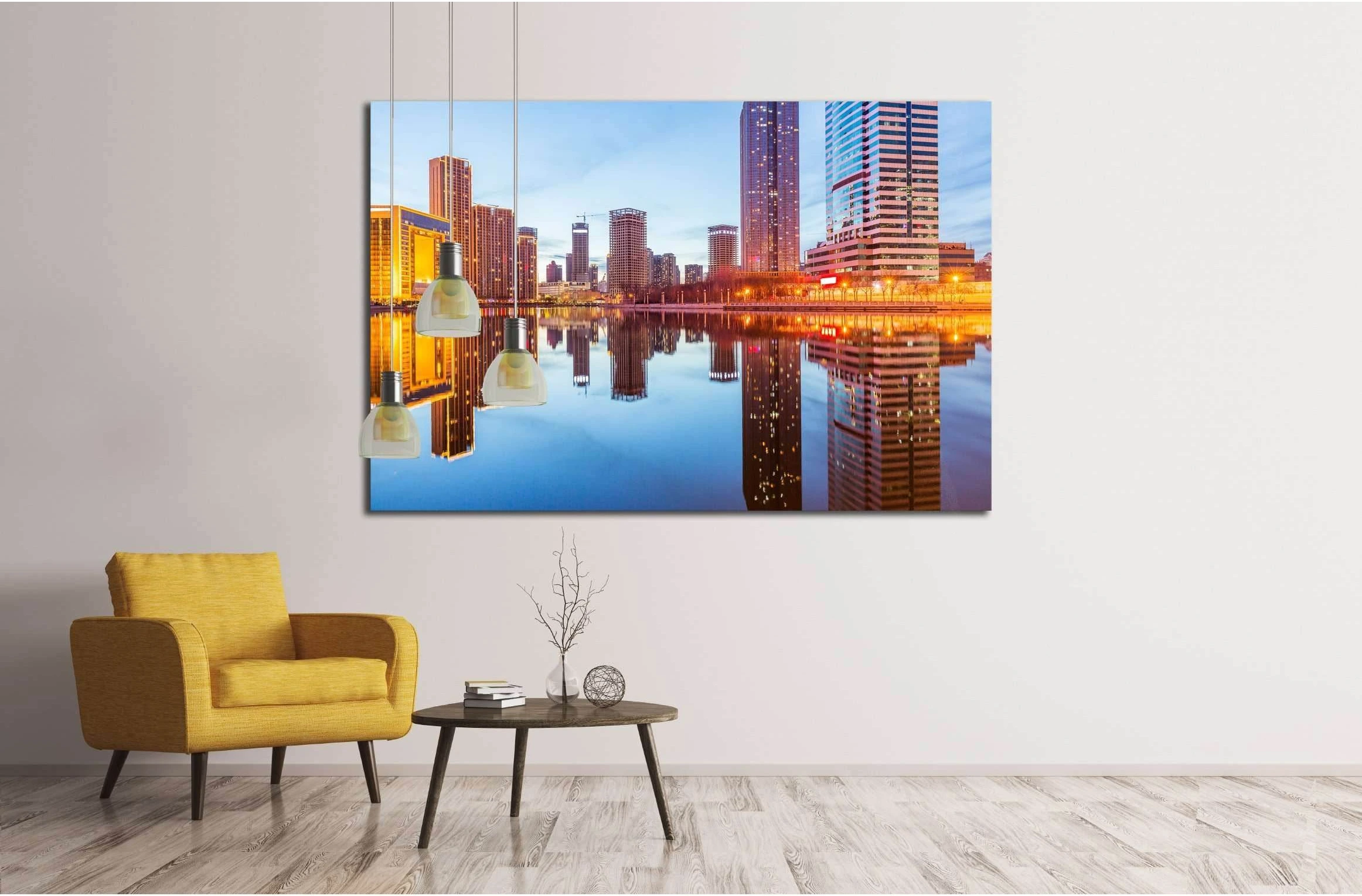River And Modern Buildings Against Sky in Tianjin,China. №2726 Ready to Hang Canvas Print - Zellart Canvas Prints ALL_Products, s-2726
