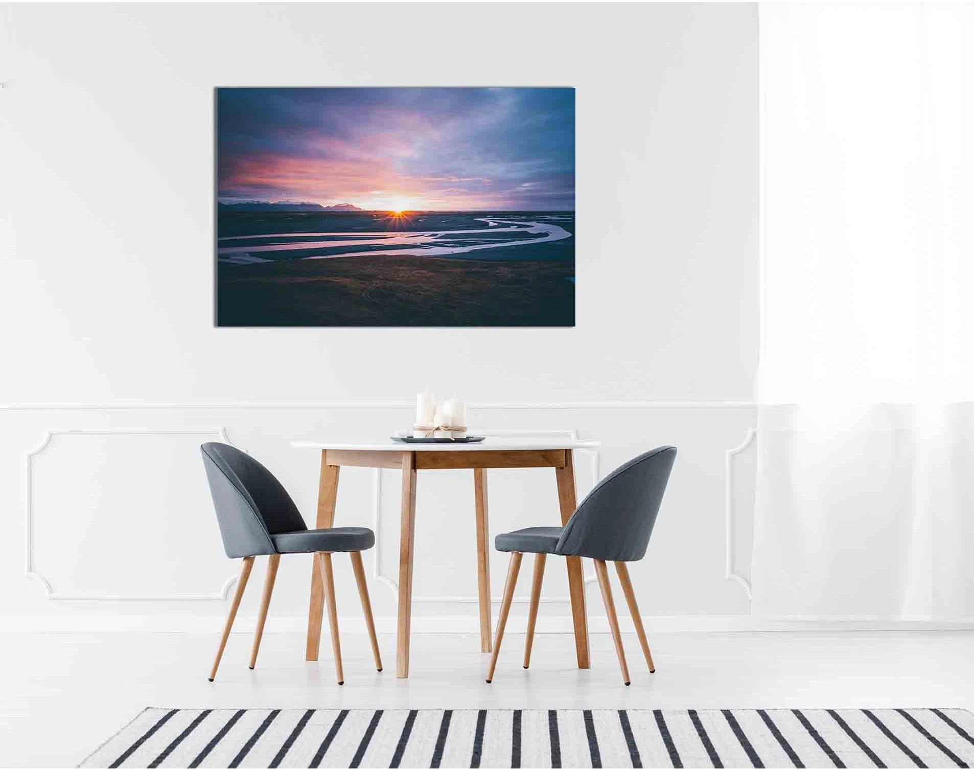 River in Iceland №D1813 Ready to Hang Canvas Print - Zellart Canvas Prints 0new, ALL_Products, Sunrise & sunset wall art