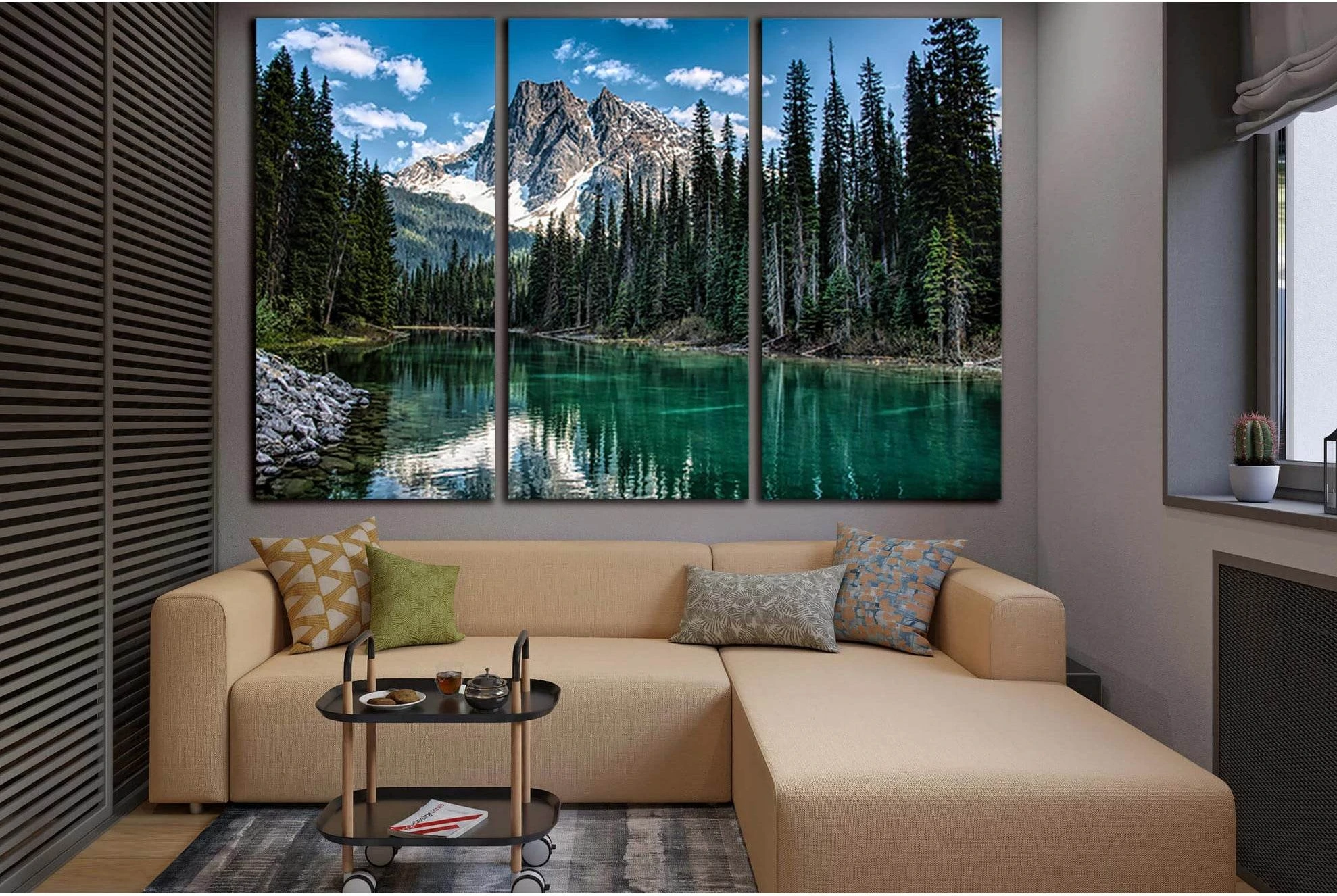 River In Mountain Forest №SL1596 Ready to Hang Canvas Print - Zellart Canvas Prints 0new, ALL_Products, Mountains Wall Art, Nature Wall Art