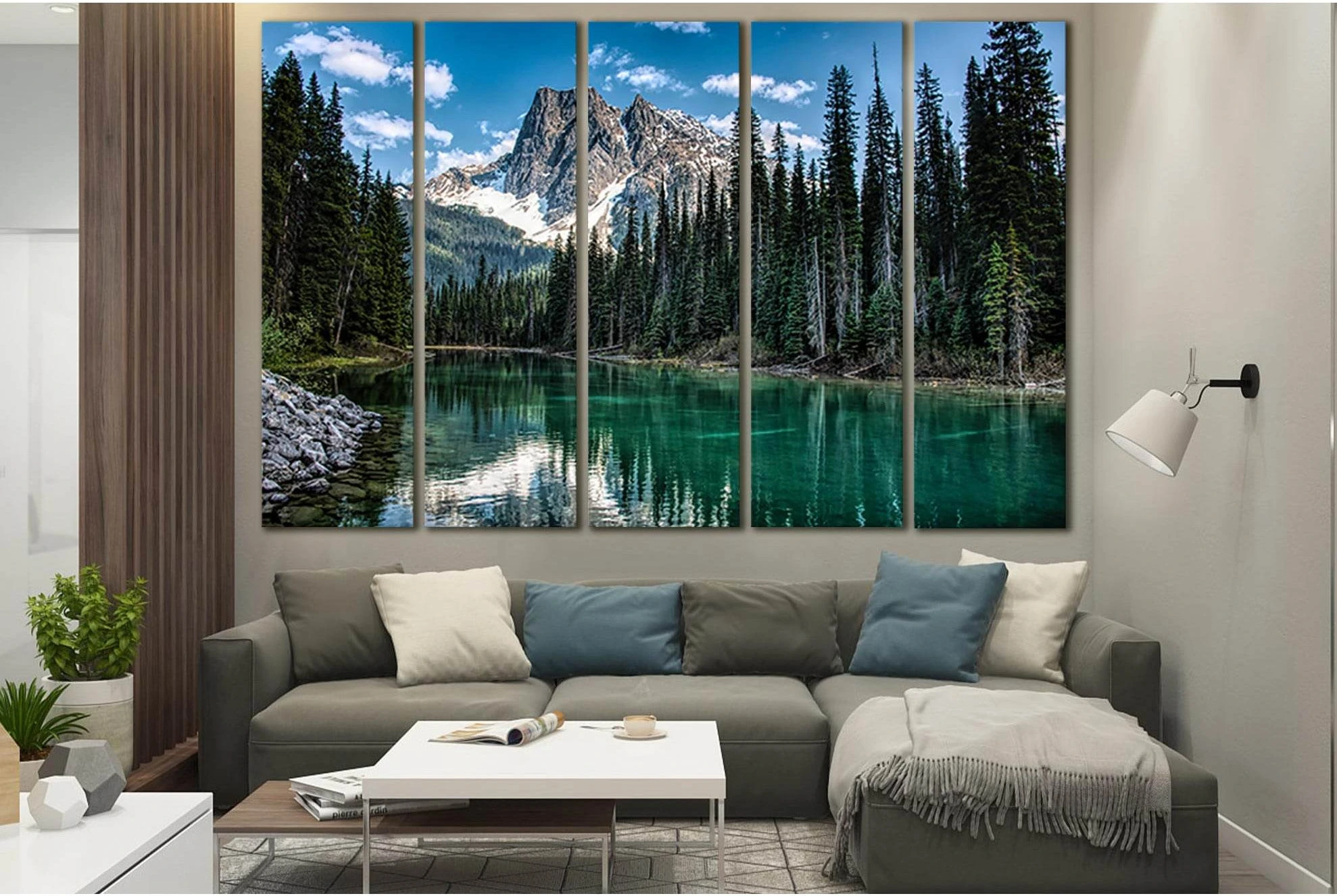 River In Mountain Forest №SL1596 Ready to Hang Canvas Print - Zellart Canvas Prints 0new, ALL_Products, Mountains Wall Art, Nature Wall Art