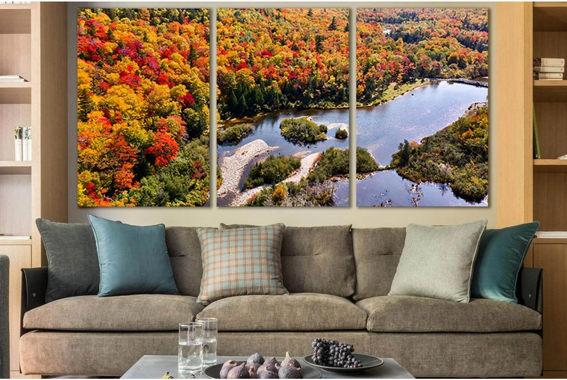 River In The Autumn Forest №SL1480 Ready to Hang Canvas Print - Zellart Canvas Prints 0new, ALL_Products, AUTUMN WALL ART