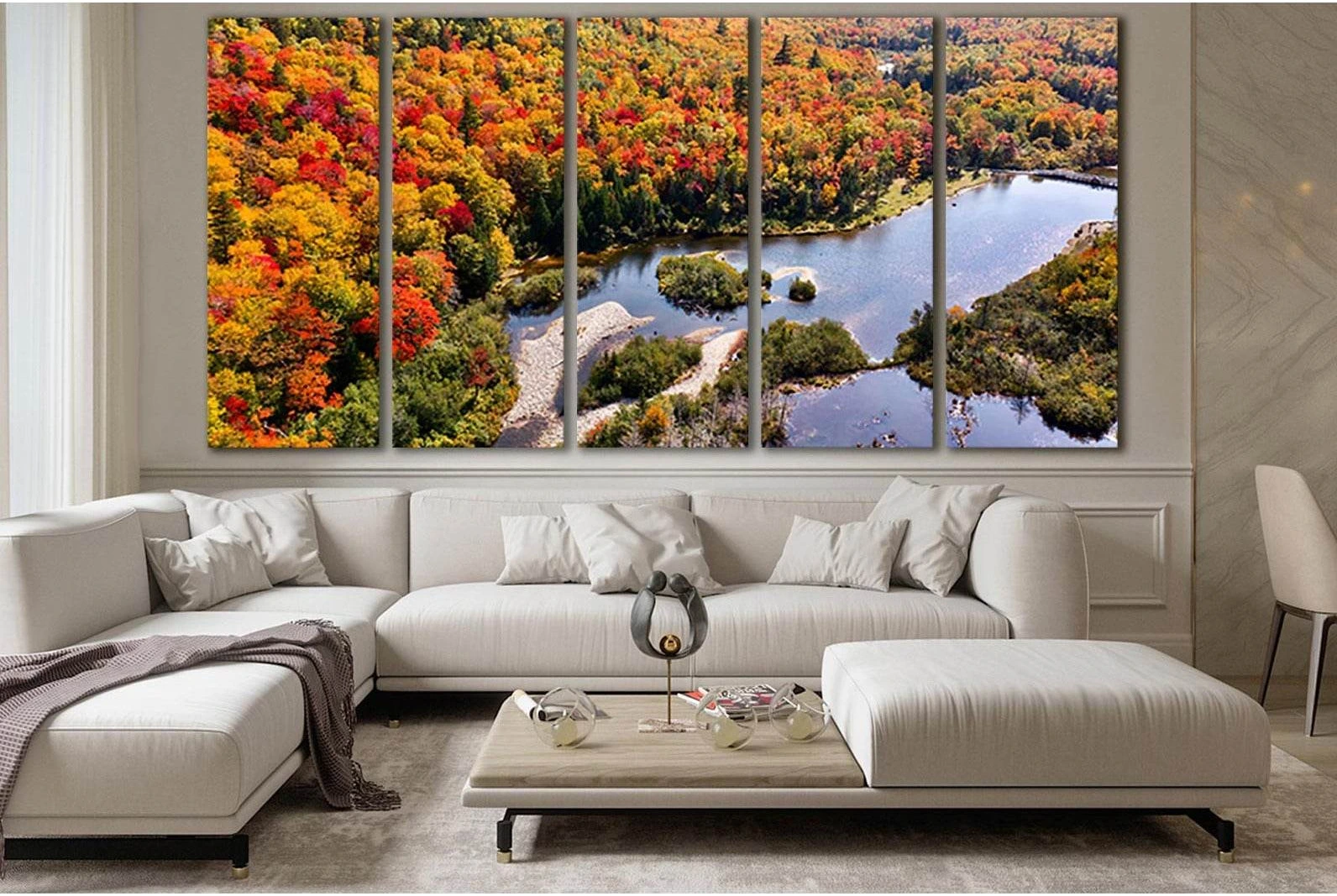 River In The Autumn Forest №SL1480 Ready to Hang Canvas Print - Zellart Canvas Prints 0new, ALL_Products, AUTUMN WALL ART