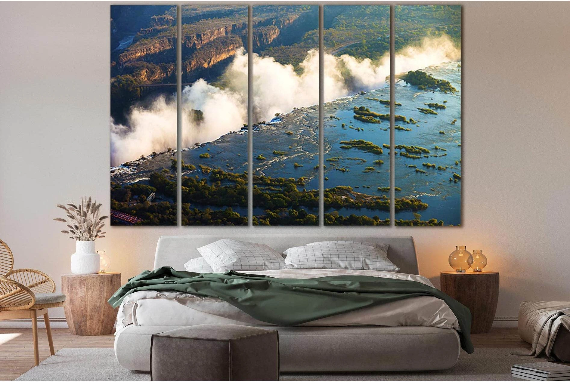Rivers Zimbabwe Victoria Falls №SL490 Ready to Hang Canvas Print - Zellart Canvas Prints 0new, ALL_Products, Waterfall, Waterfall Wall Art