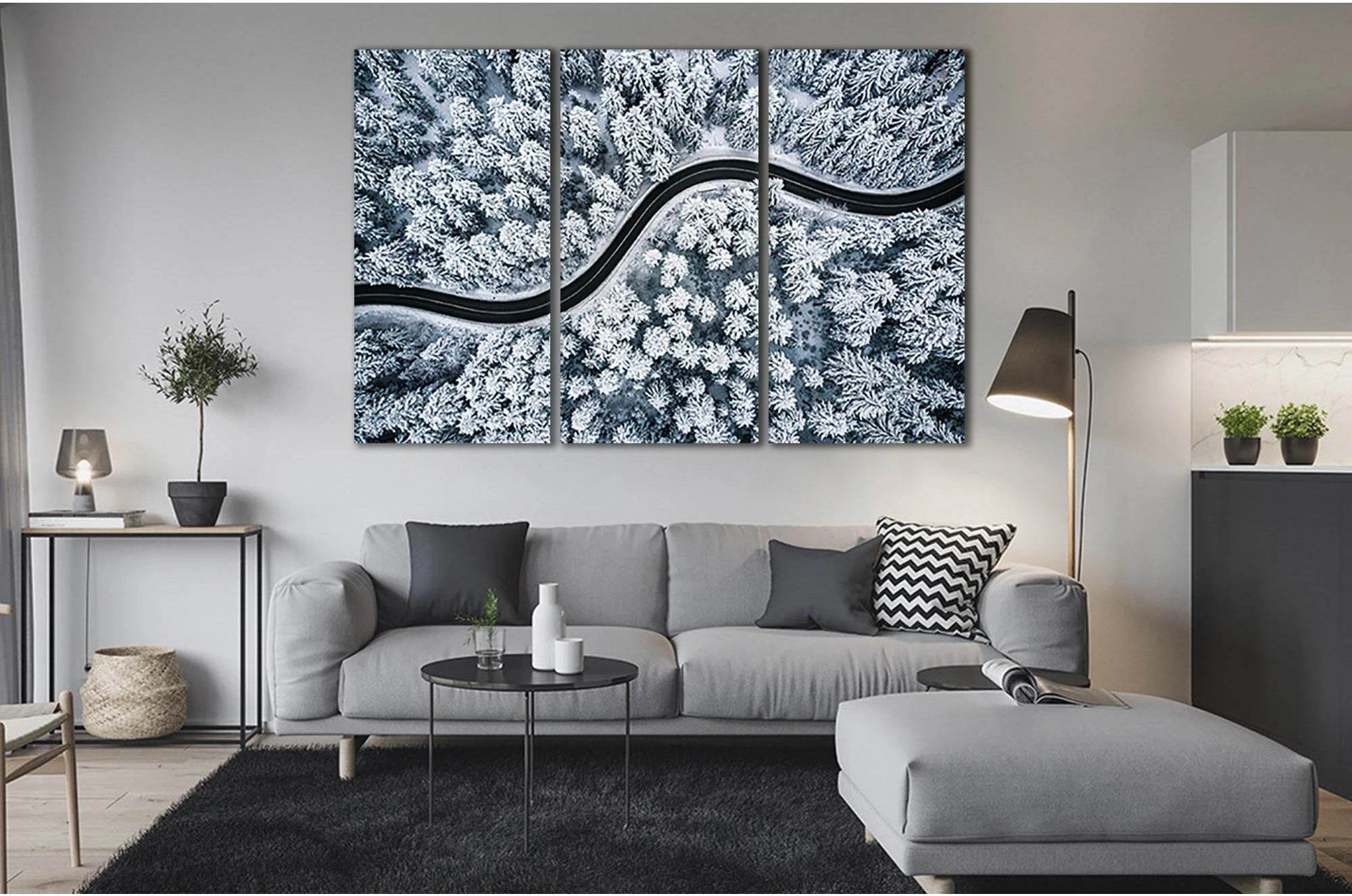 Road In A Snowy Forest №Sl25 Ready to Hang Canvas Print - Zellart Canvas Prints 0new, ALL_Products, Nature & Landscapes Canvas Print