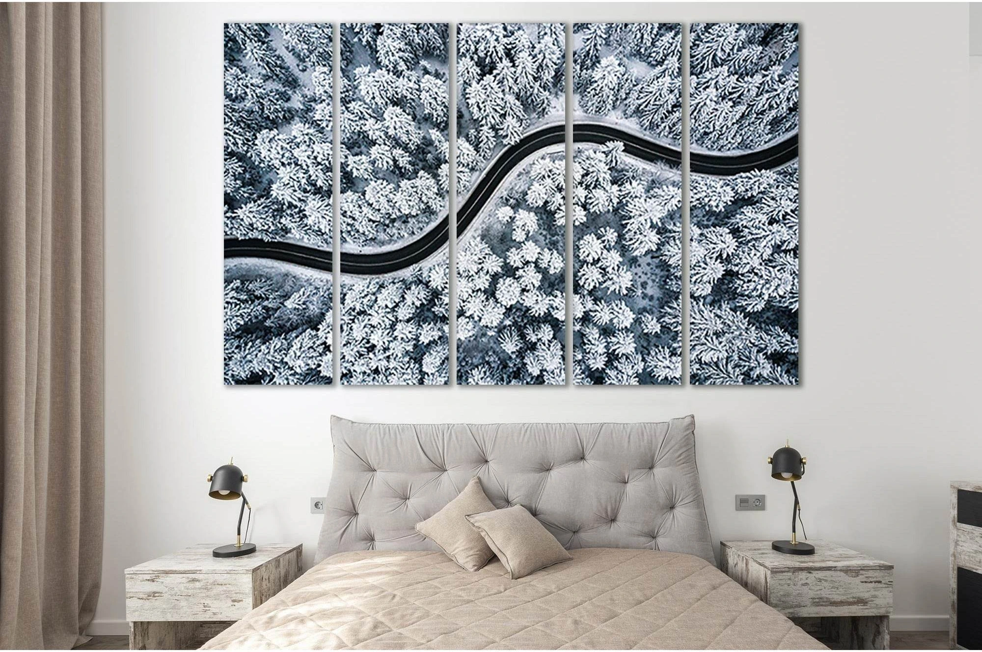 Road In A Snowy Forest №Sl25 Ready to Hang Canvas Print - Zellart Canvas Prints 0new, ALL_Products, Nature & Landscapes Canvas Print
