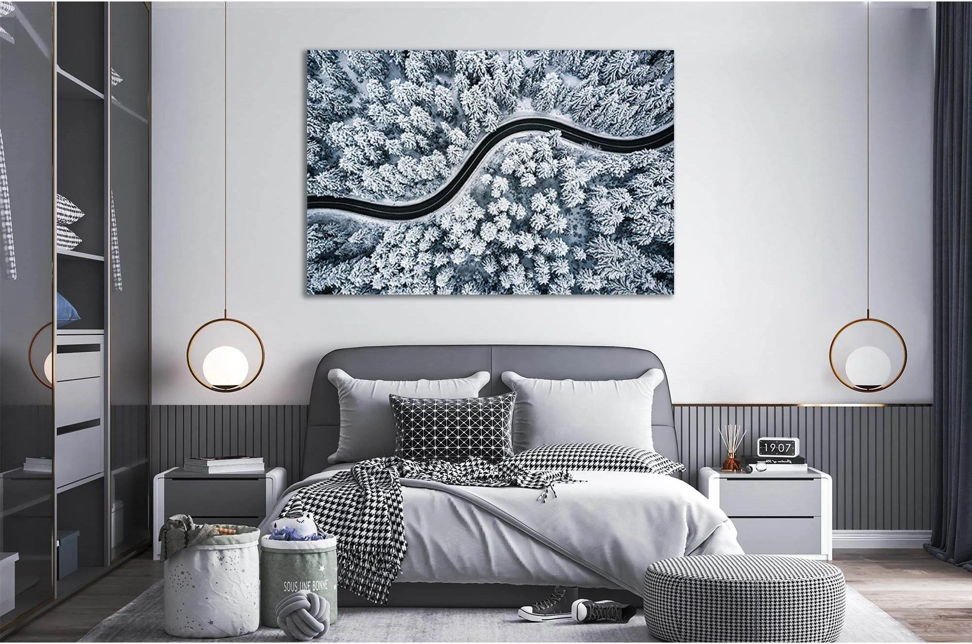 Road In A Snowy Forest №Sl25 Ready to Hang Canvas Print - Zellart Canvas Prints 0new, ALL_Products, Nature & Landscapes Canvas Print