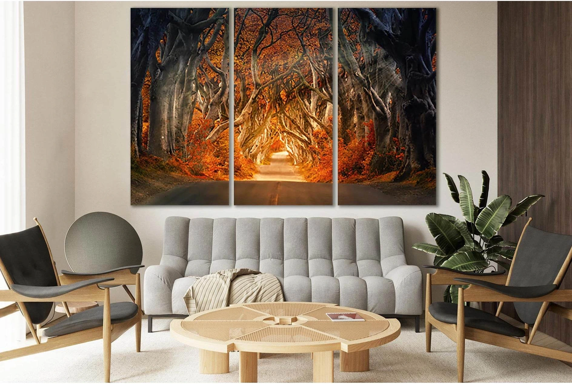 Road In Autumn Trees №SL644 Ready to Hang Canvas Print - Zellart Canvas Prints 0new, ALL_Products, Autumn Wall Art
