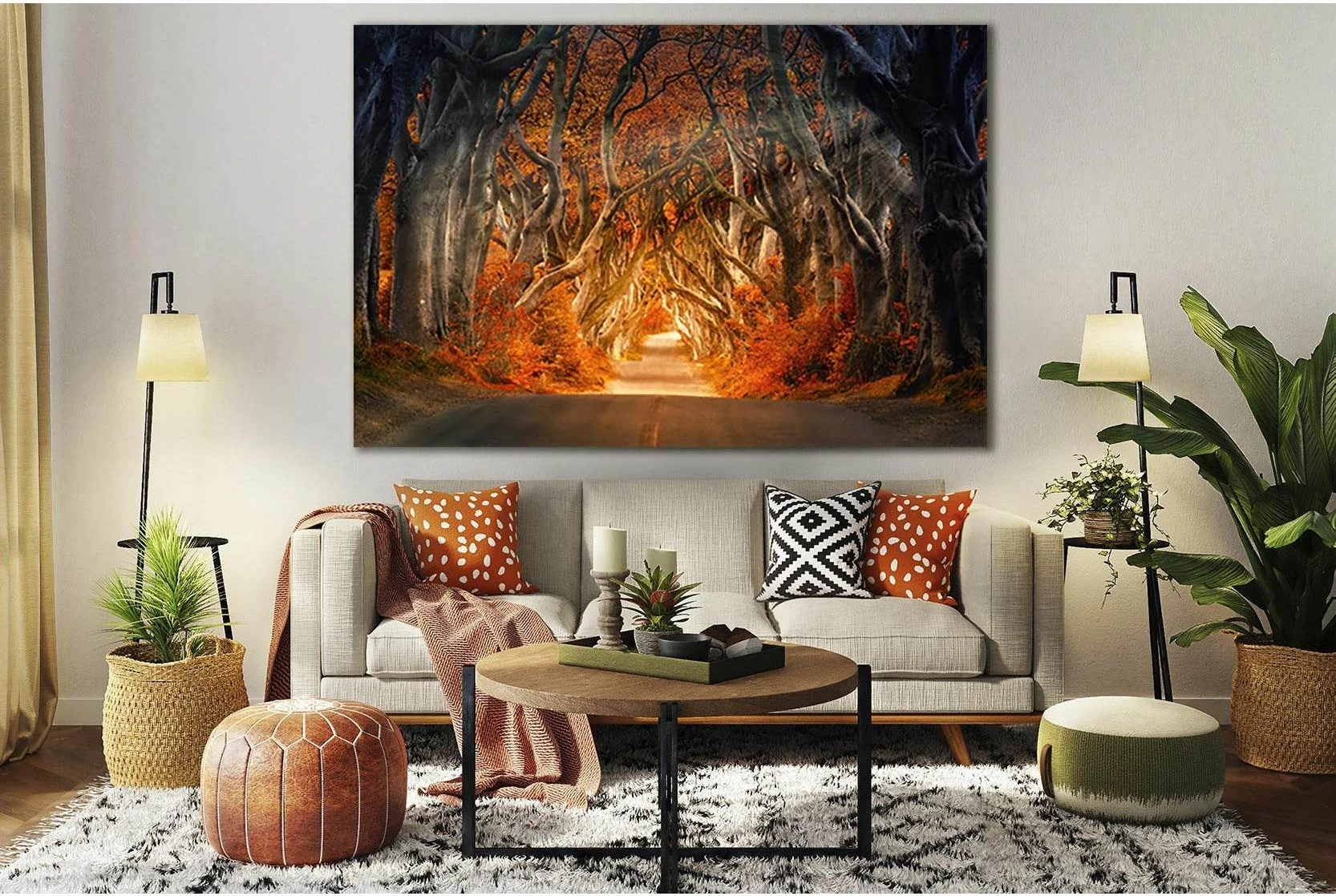 Road In Autumn Trees №SL644 Ready to Hang Canvas Print - Zellart Canvas Prints 0new, ALL_Products, Autumn Wall Art