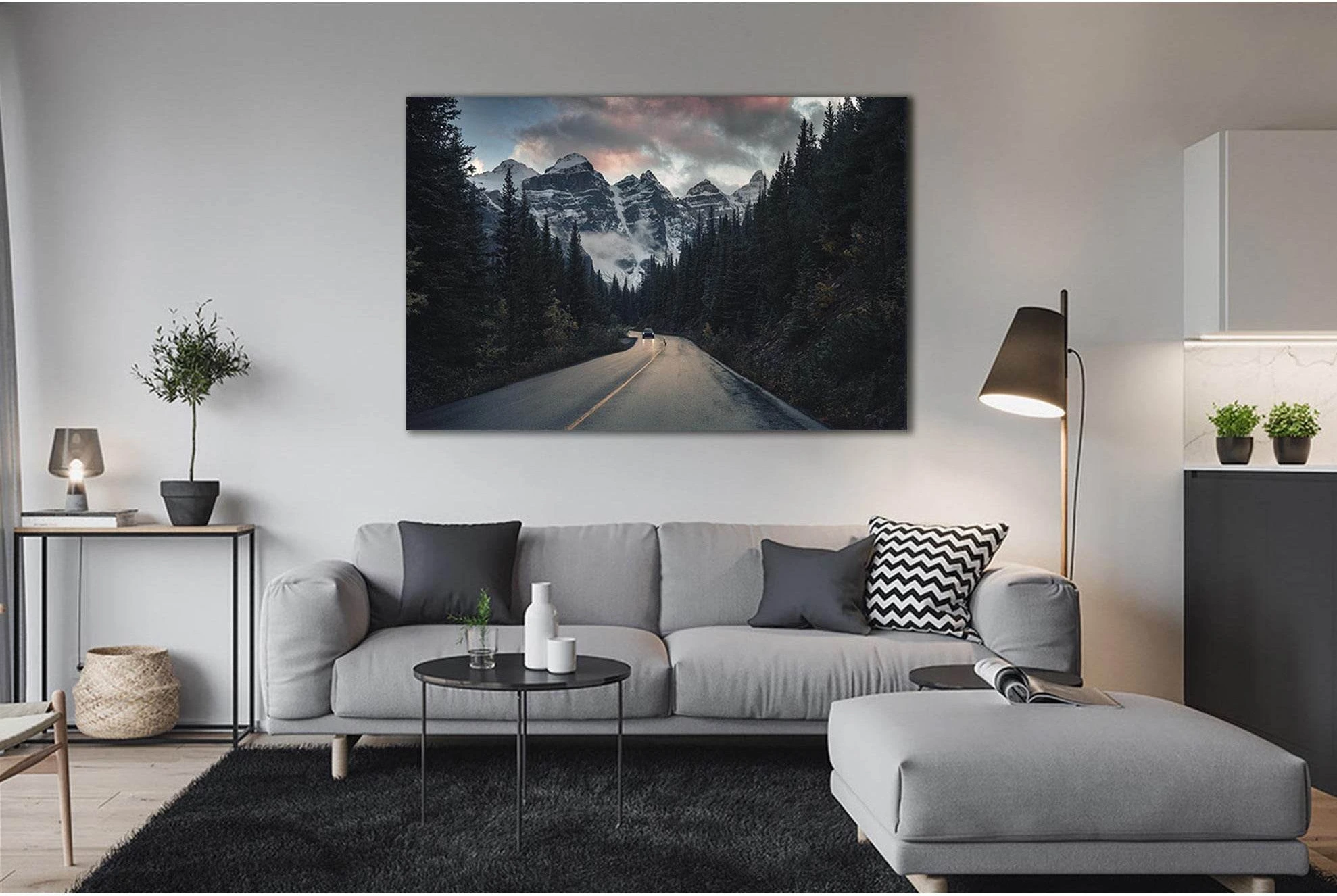 Road Trip With Rocky Mountains №Sl35 Ready to Hang Canvas Print - Zellart Canvas Prints 0new, ALL_Products, Nature & Landscapes Canvas Print