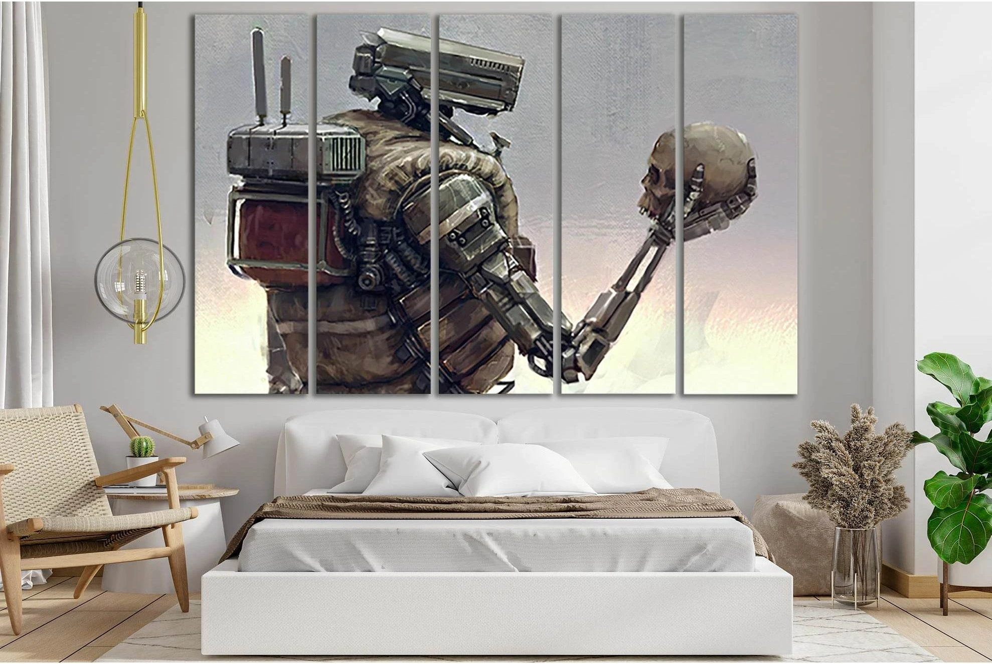 Robot And Skull №SL1291 Ready to Hang Canvas Print - Zellart Canvas Prints 0new, ALL_Products, Fantasy And Sci Fi Wall Art
