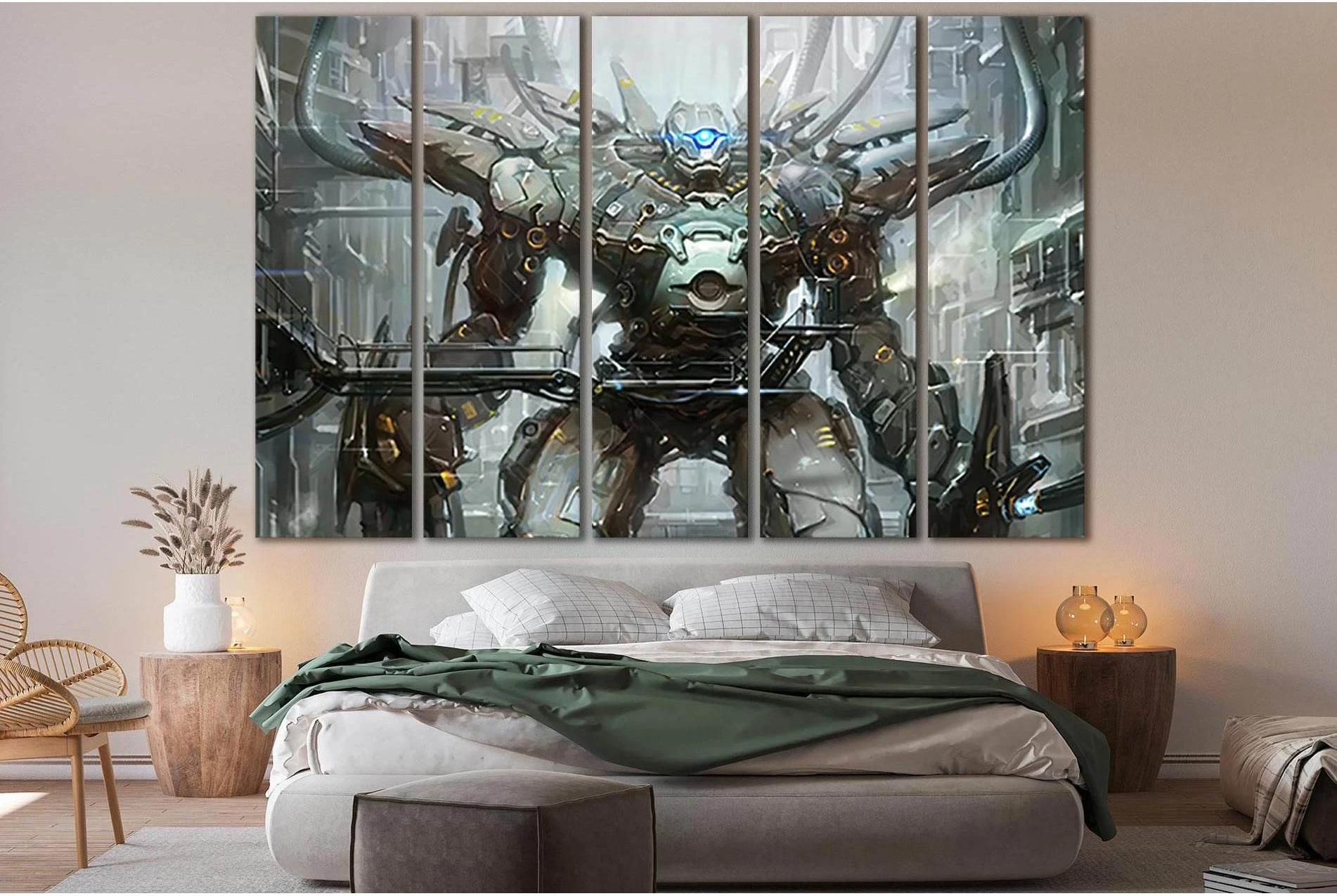Robot At Technical Station №SL1287 Ready to Hang Canvas Print - Zellart Canvas Prints 0new, ALL_Products, Fantasy And Sci Fi Wall Art