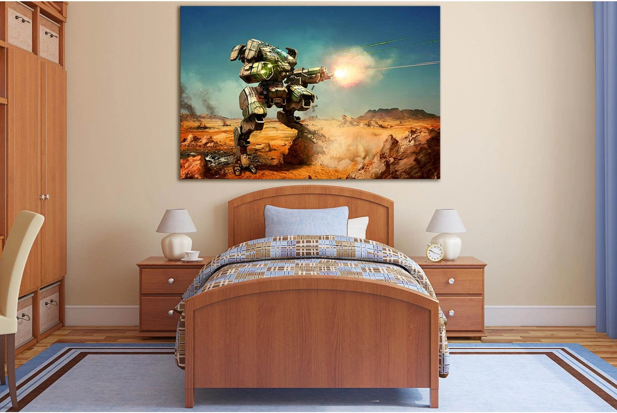 Robot Red Hunter №SL1295 Ready to Hang Canvas Print - Zellart Canvas Prints 0new, ALL_Products, Fantasy And Sci Fi Wall Art