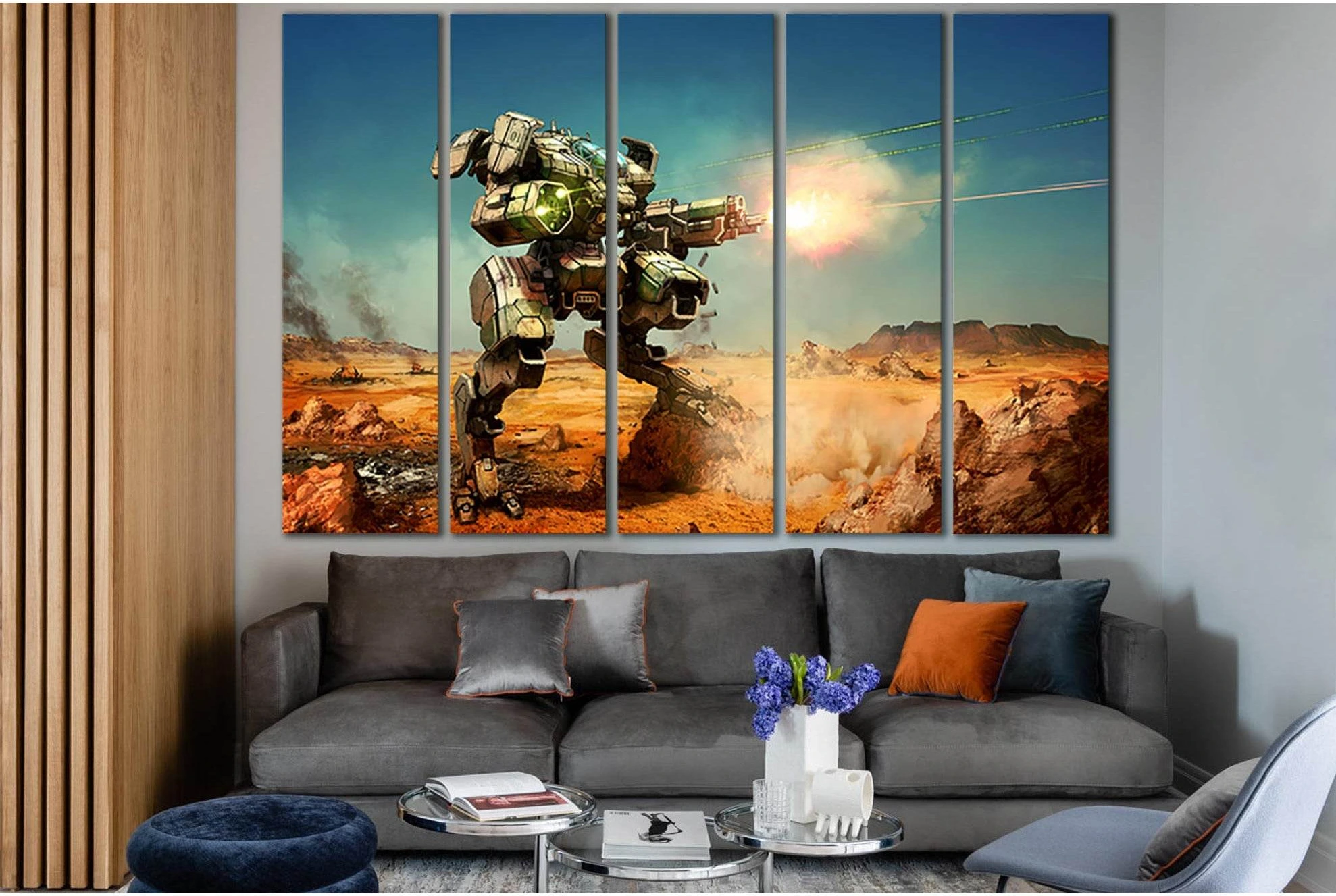Robot Red Hunter №SL1295 Ready to Hang Canvas Print - Zellart Canvas Prints 0new, ALL_Products, Fantasy And Sci Fi Wall Art