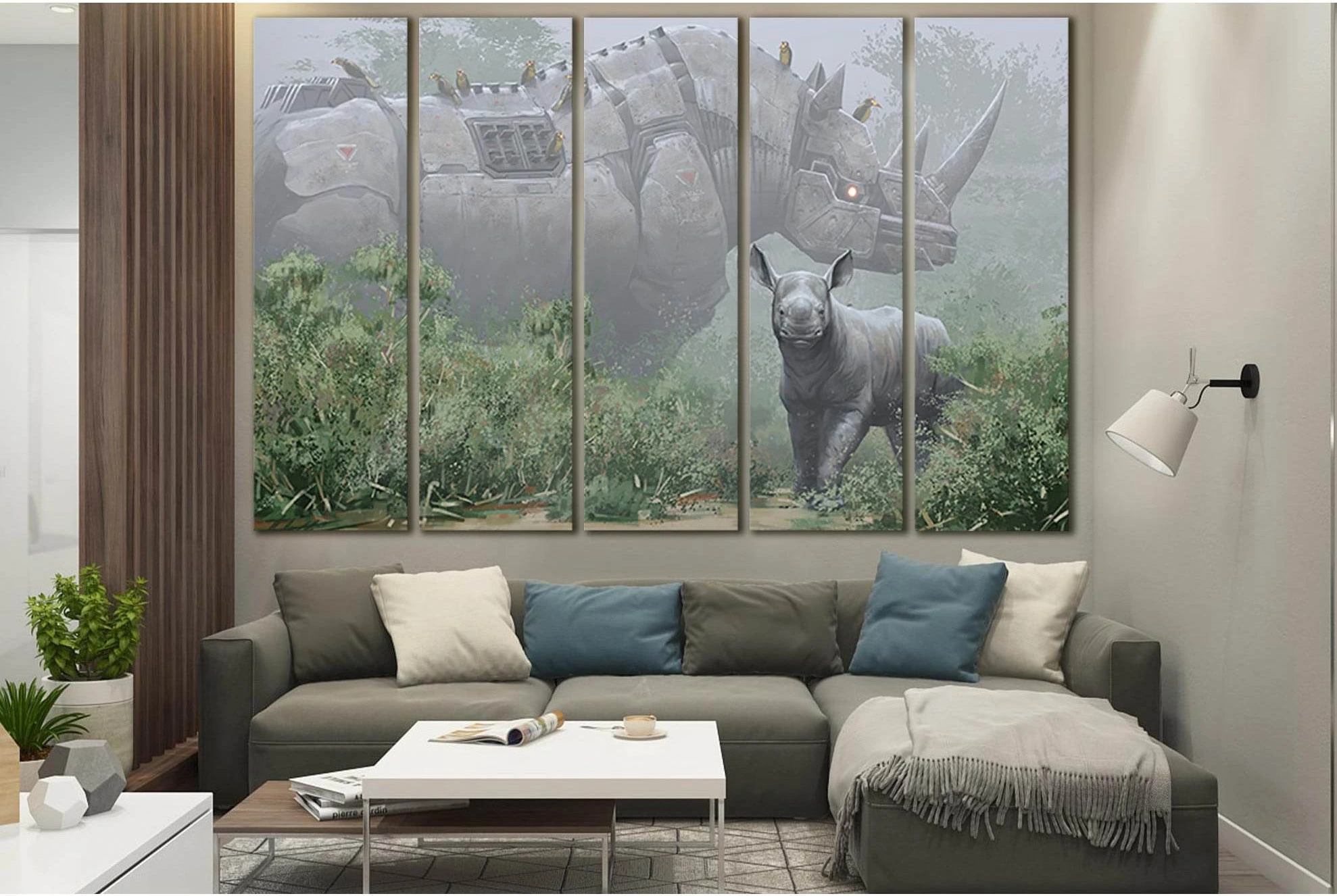 Robot Rhino №SL1294 Ready to Hang Canvas Print - Zellart Canvas Prints 0new, ALL_Products, Fantasy And Sci Fi Wall Art