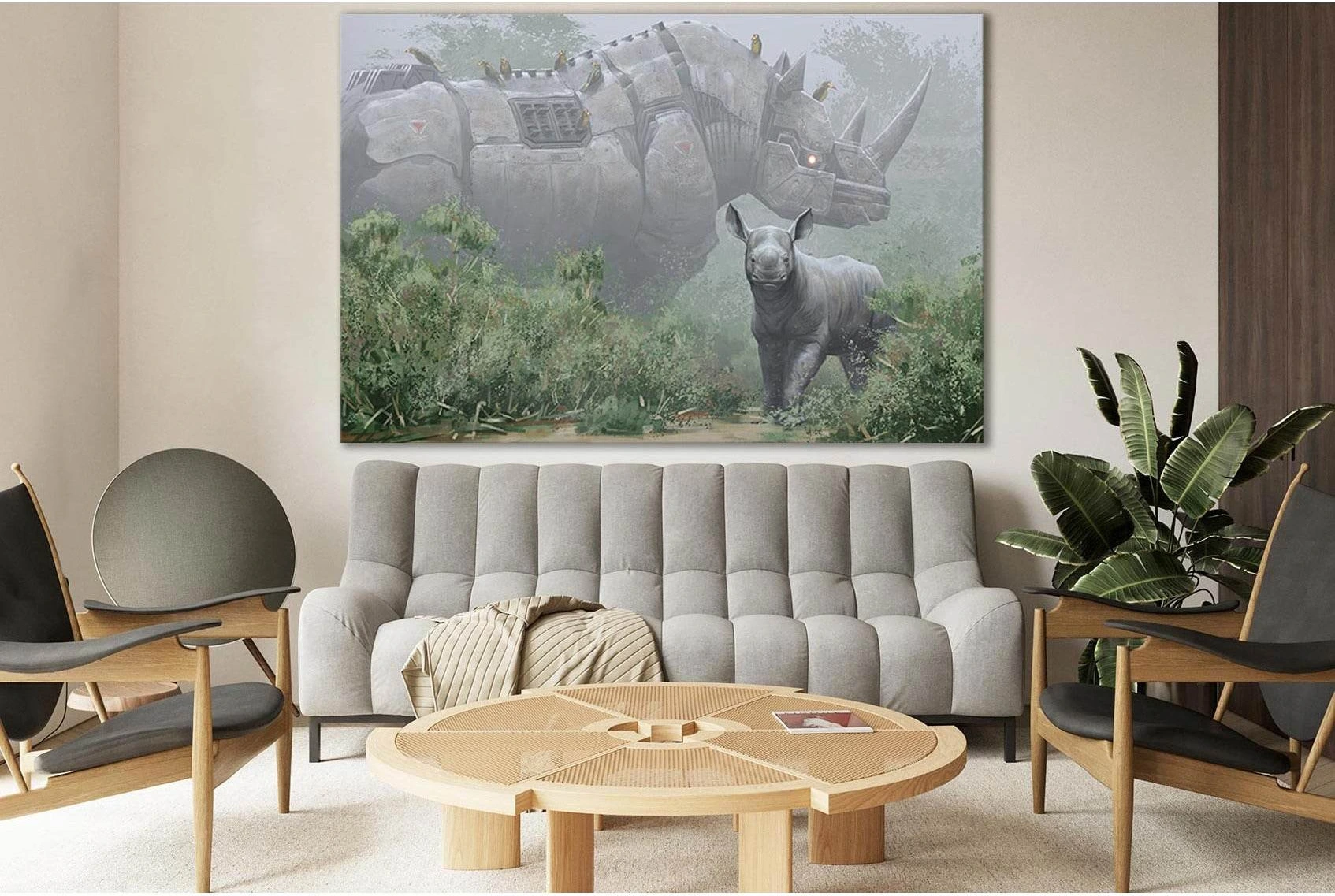 Robot Rhino №SL1294 Ready to Hang Canvas Print - Zellart Canvas Prints 0new, ALL_Products, Fantasy And Sci Fi Wall Art