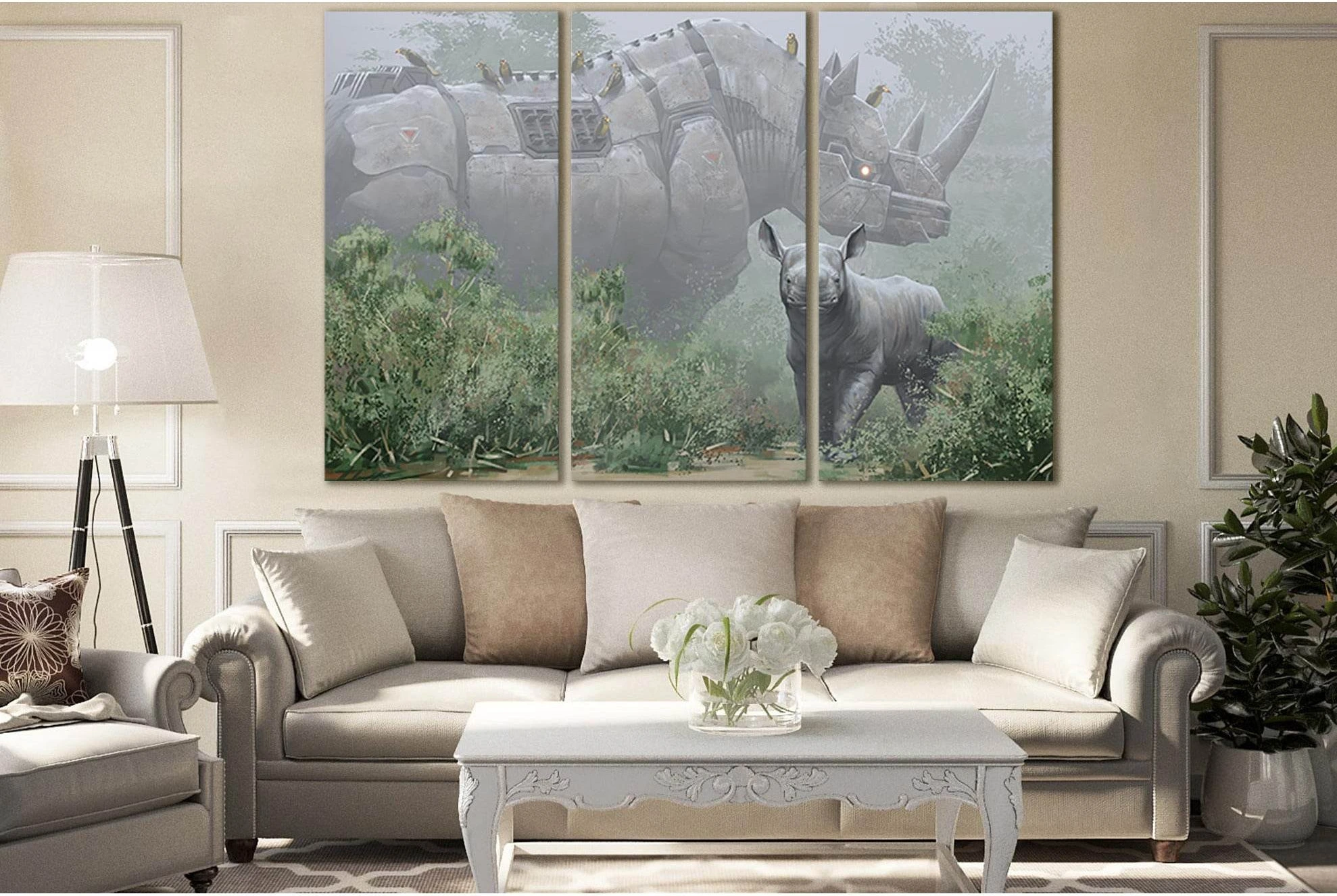 Robot Rhino №SL1294 Ready to Hang Canvas Print - Zellart Canvas Prints 0new, ALL_Products, Fantasy And Sci Fi Wall Art