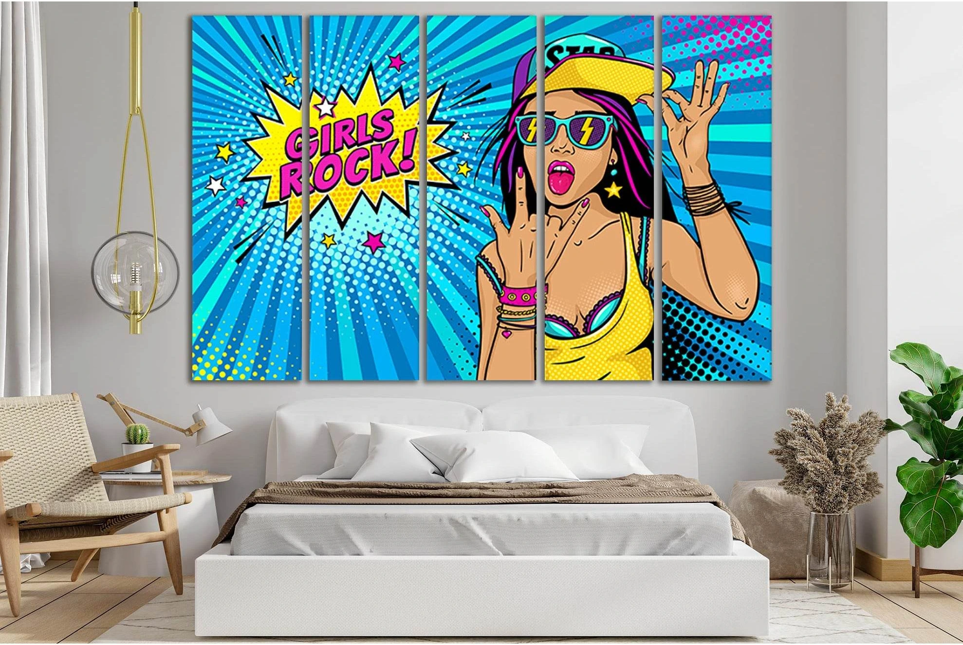 Rock And Roll Girl Pop Art №SL554 Ready to Hang Canvas Print - Zellart Canvas Prints 0new, ALL_Products, Pop ART