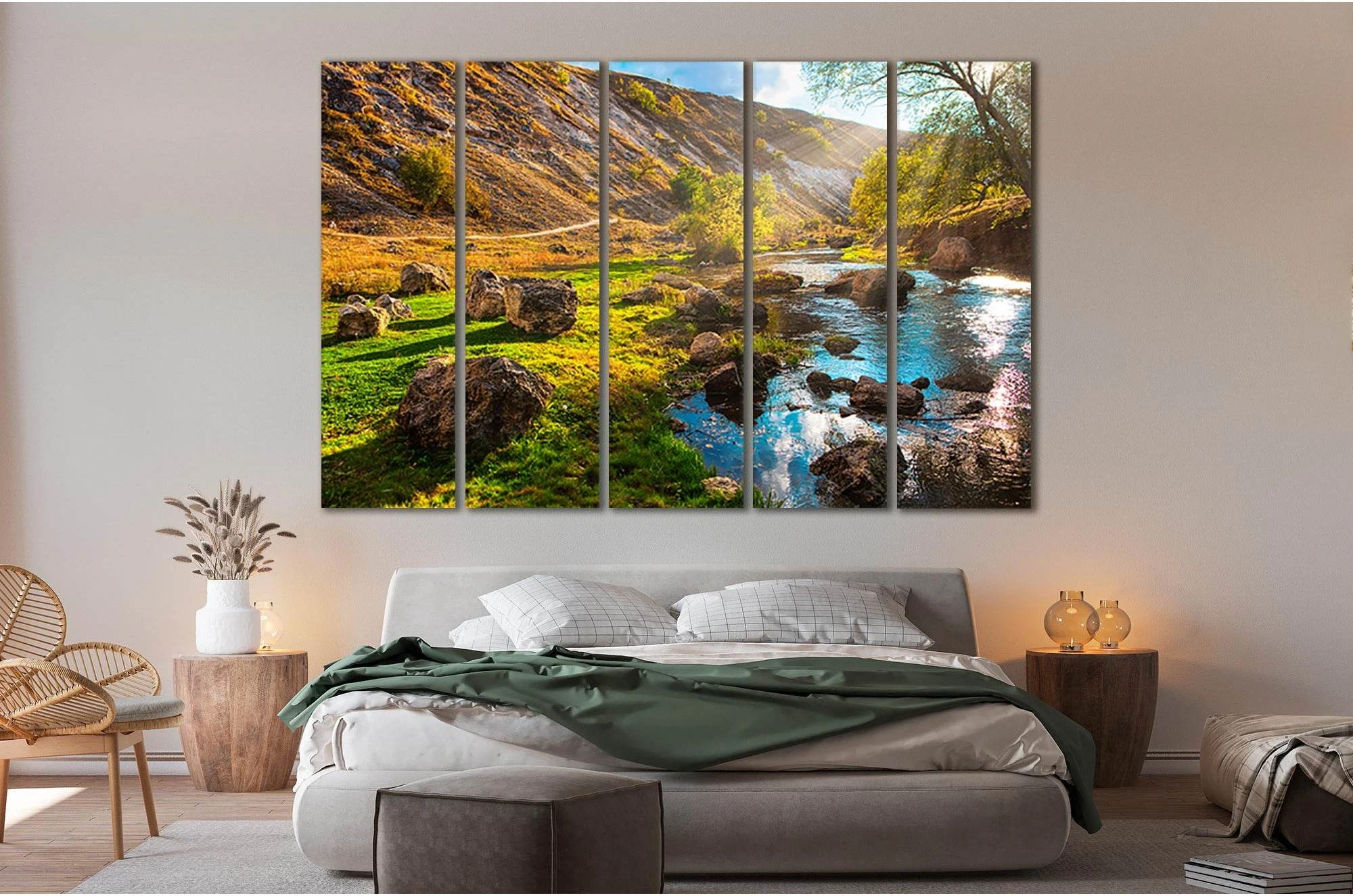 Rocks In The Flowing Water №sl04 Ready to Hang Canvas Print - Zellart Canvas Prints 0new, ALL_Products, Nature & Landscapes Canvas Print