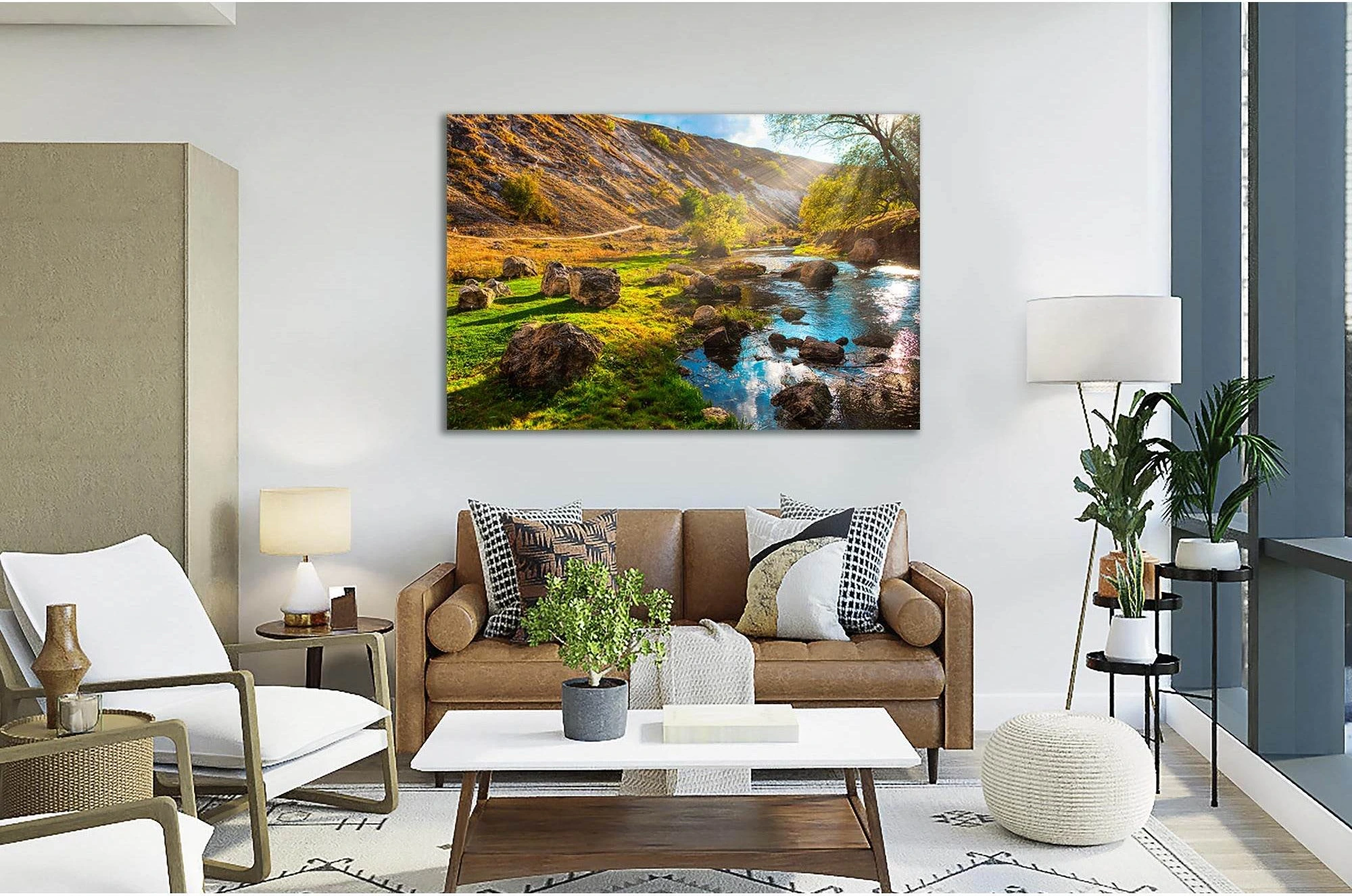 Rocks In The Flowing Water №sl04 Ready to Hang Canvas Print - Zellart Canvas Prints 0new, ALL_Products, Nature & Landscapes Canvas Print