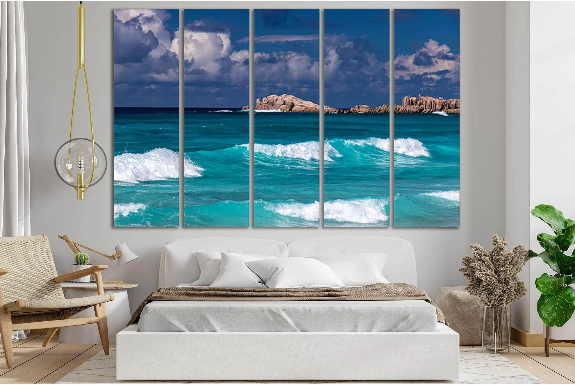 Rocks Ocean Waves №SL132 Ready to Hang Canvas Print - Zellart Canvas Prints 0new, ALL_Products, Beach Ocean & Waves