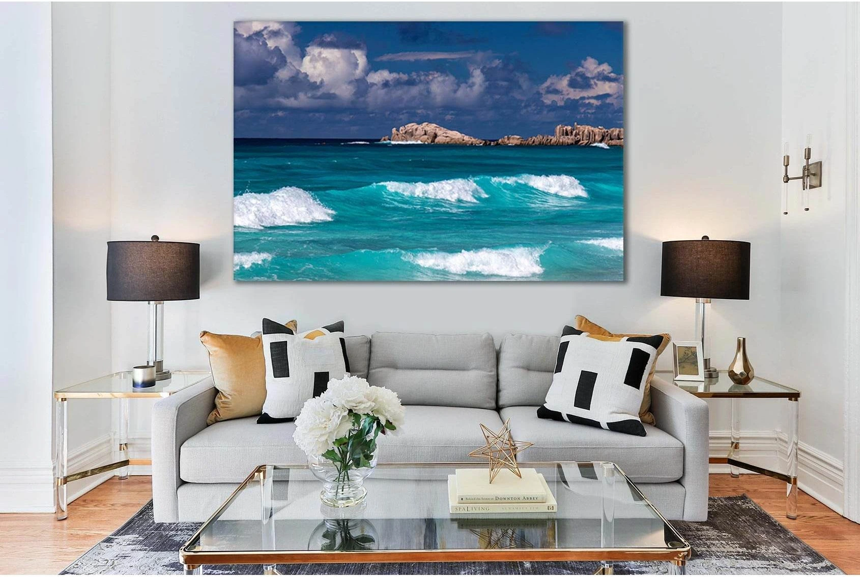 Rocks Ocean Waves №SL132 Ready to Hang Canvas Print - Zellart Canvas Prints 0new, ALL_Products, Beach Ocean & Waves